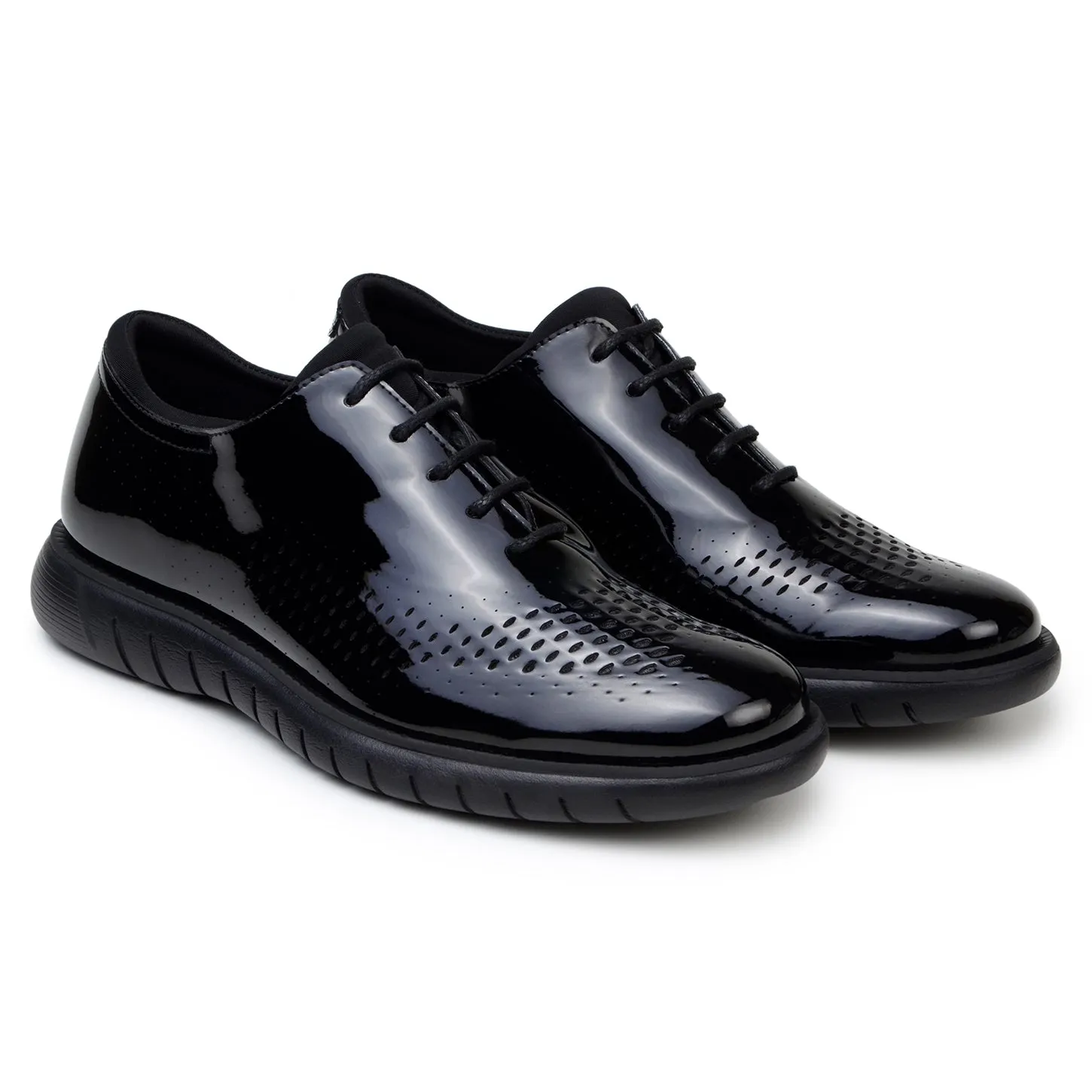 boots Anti   Static Belvedere Black Polished Patent Leather Formal Sneaker
