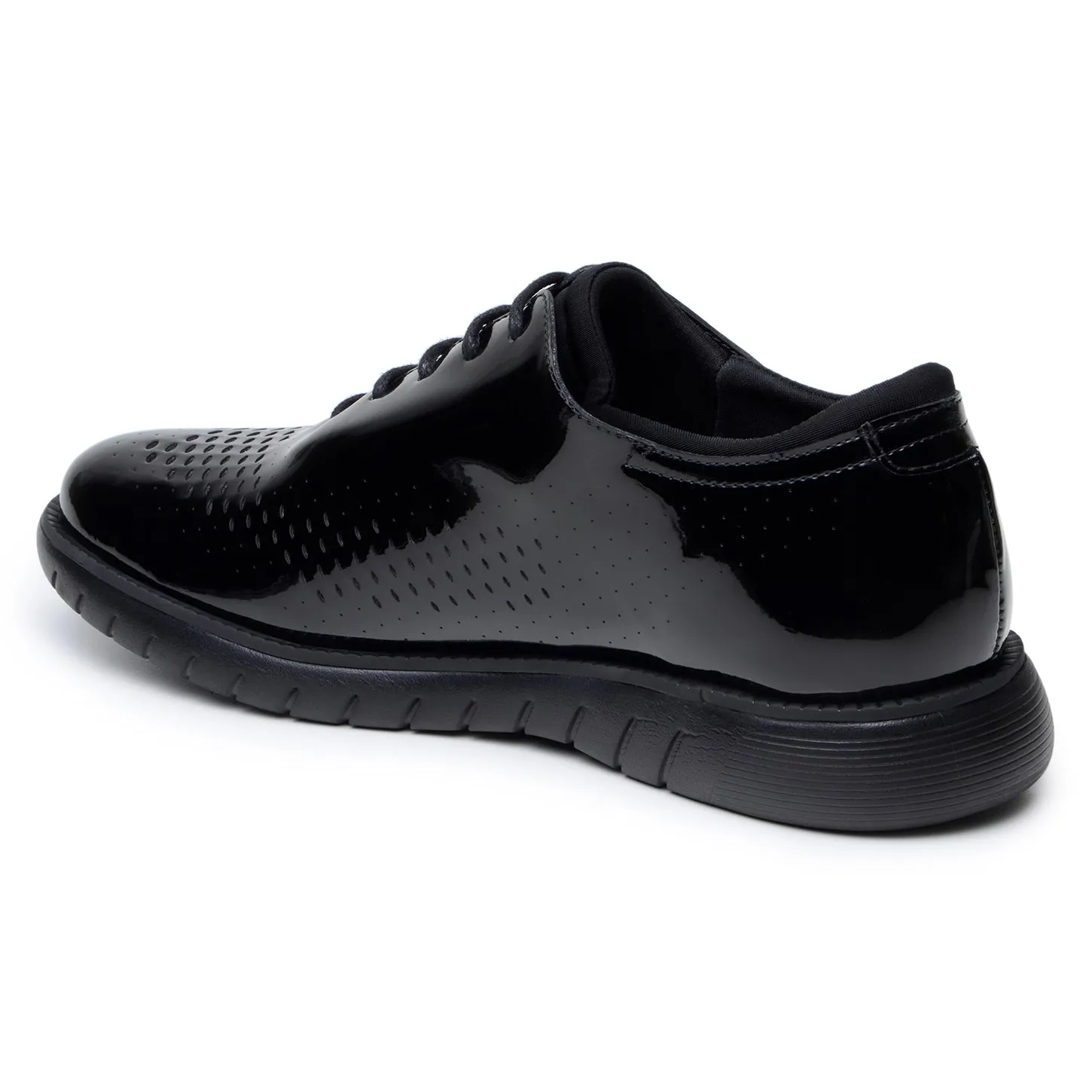 Warm Keep Forest Step Belvedere Black Polished Patent Leather Formal Sneaker