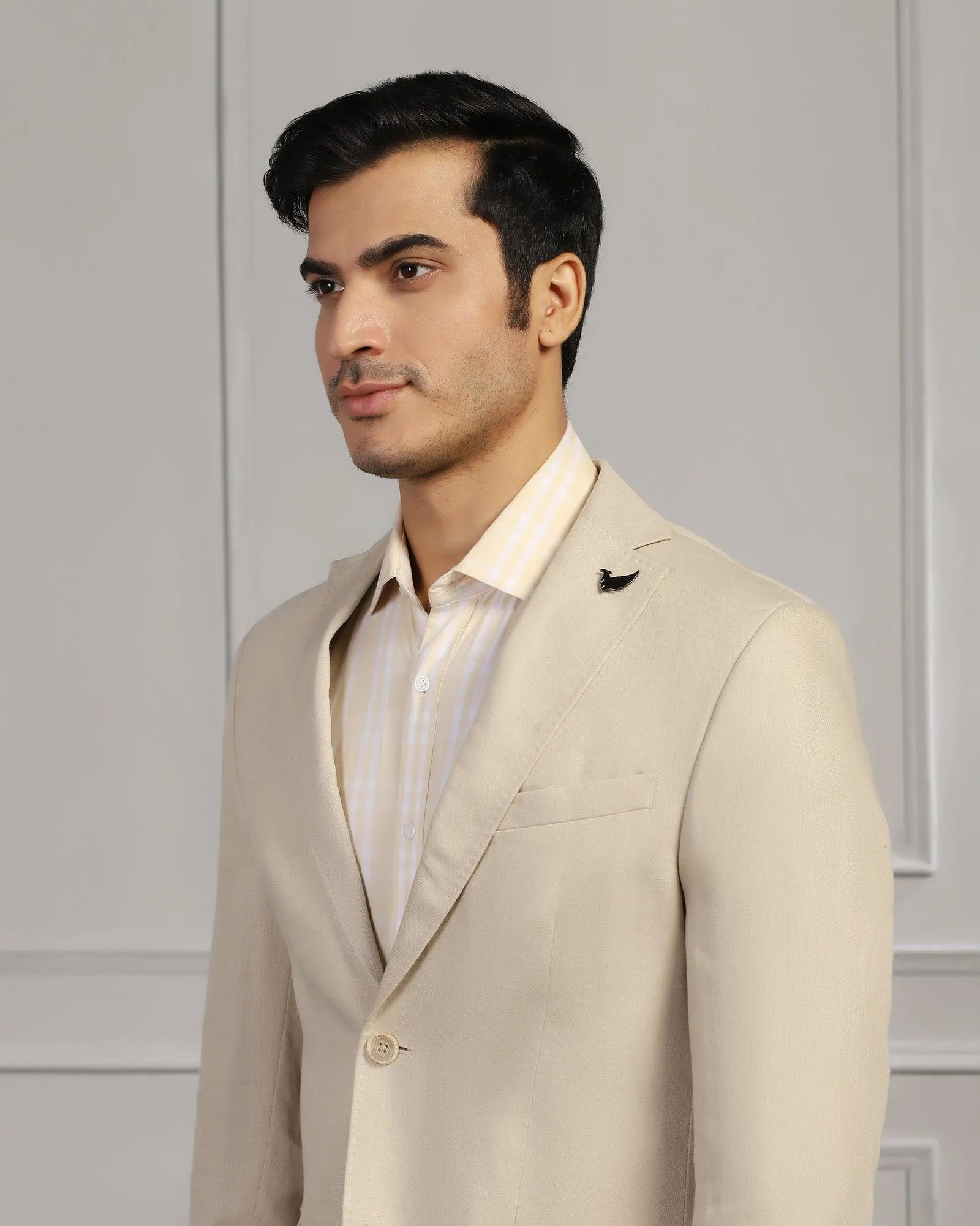 Linen Formal Natural Solid Blazer - Jonah NoiseReduciting Fabric