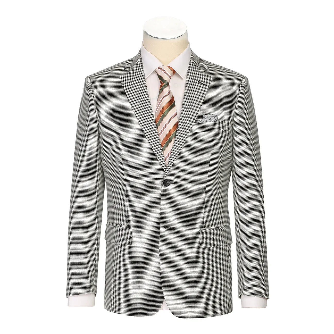 Sealed Seam Construction Alessandro Vitello by Renoir New Slim Fit Wool Off White Black Blazer 565-20