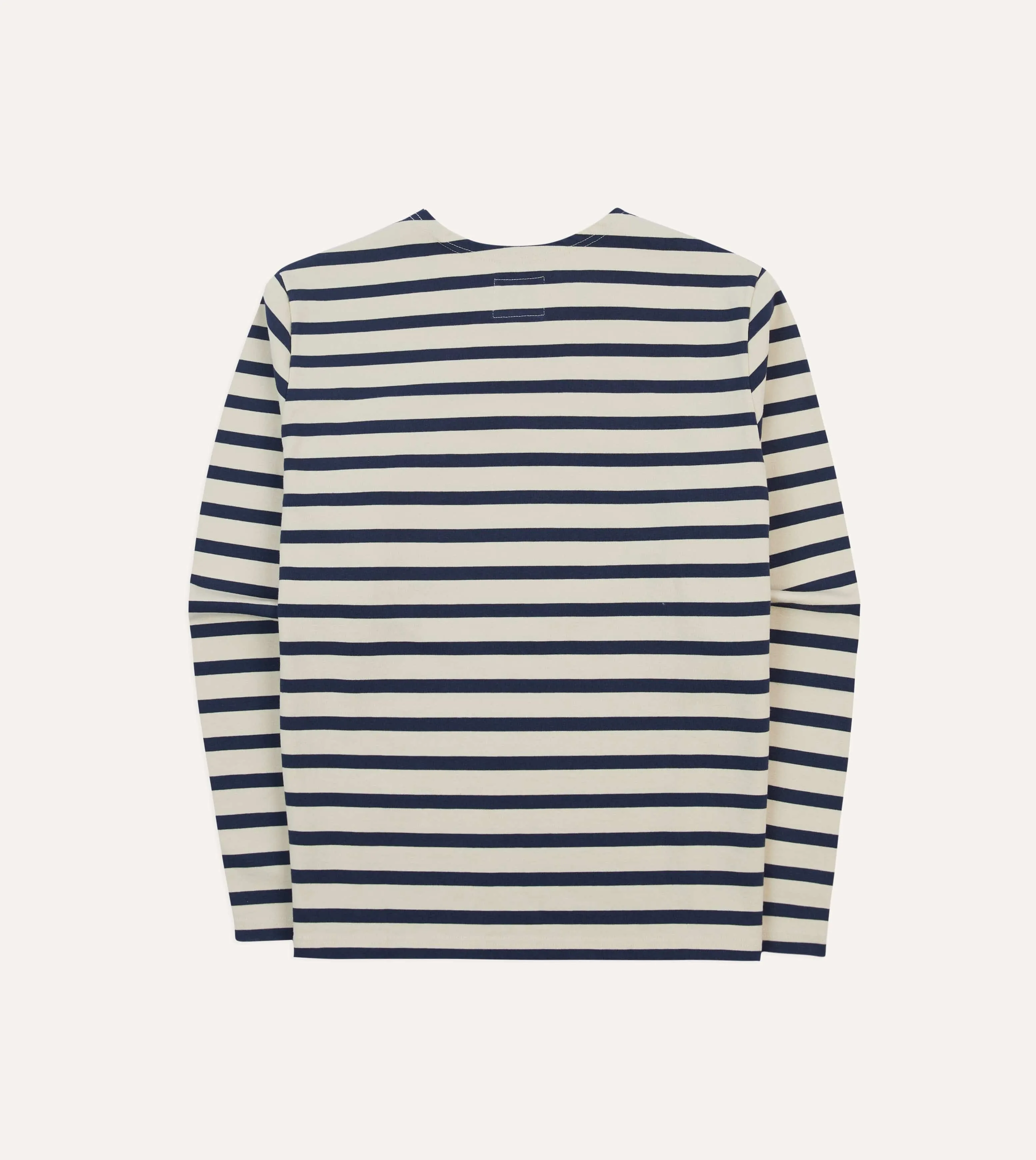 Ecru and Navy Breton Long Sleeve T-Shirt Sporty Vibe Chill Comfort Look