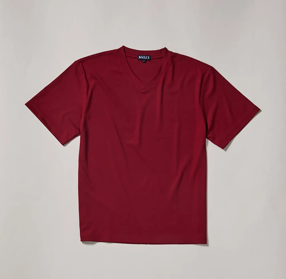 UVProtectionCloth Inserch Rib V Neck T-Shirt T300-00168 Deep Cherry
