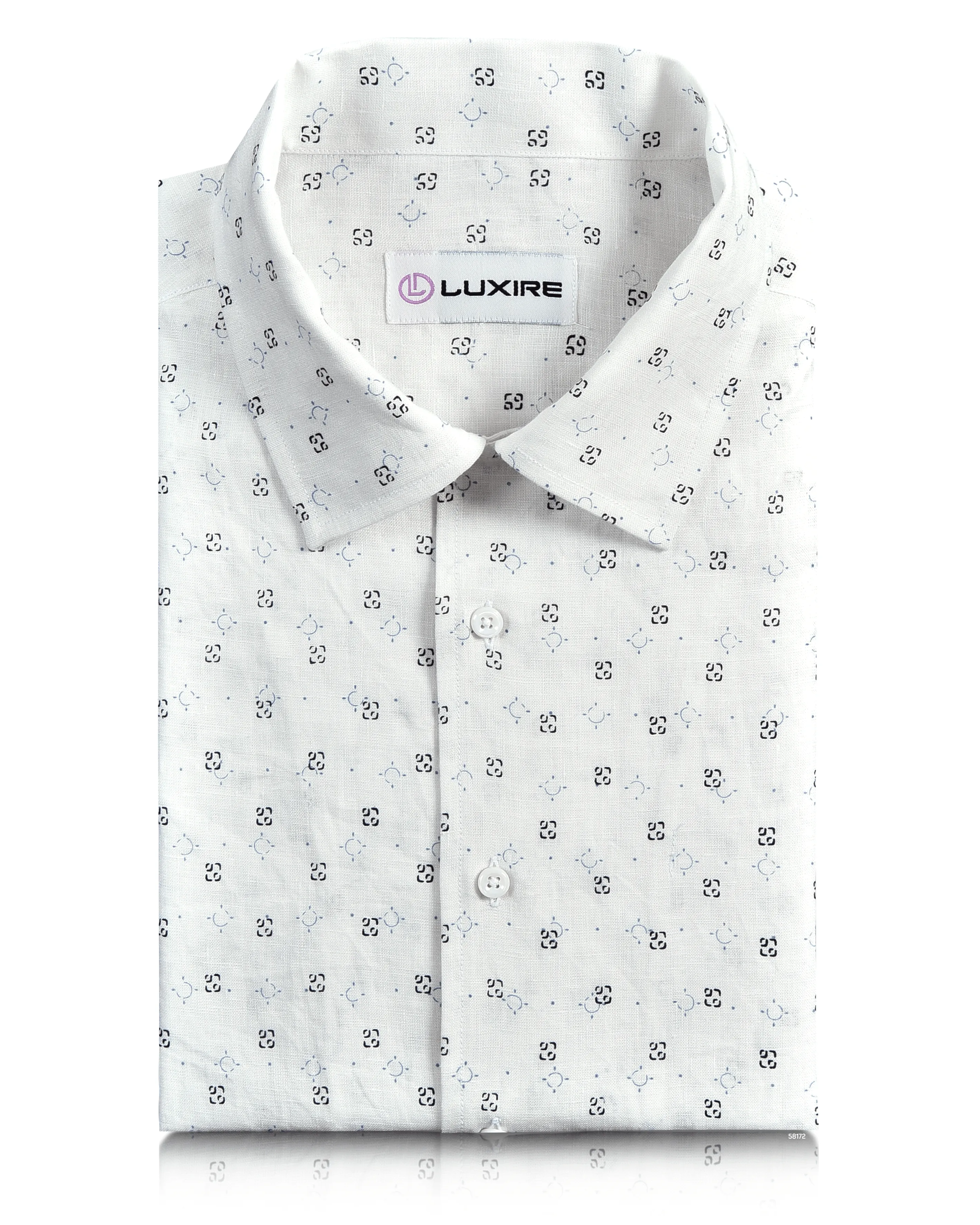 Linen: Blue Navy Printed Geometric Sun Beam