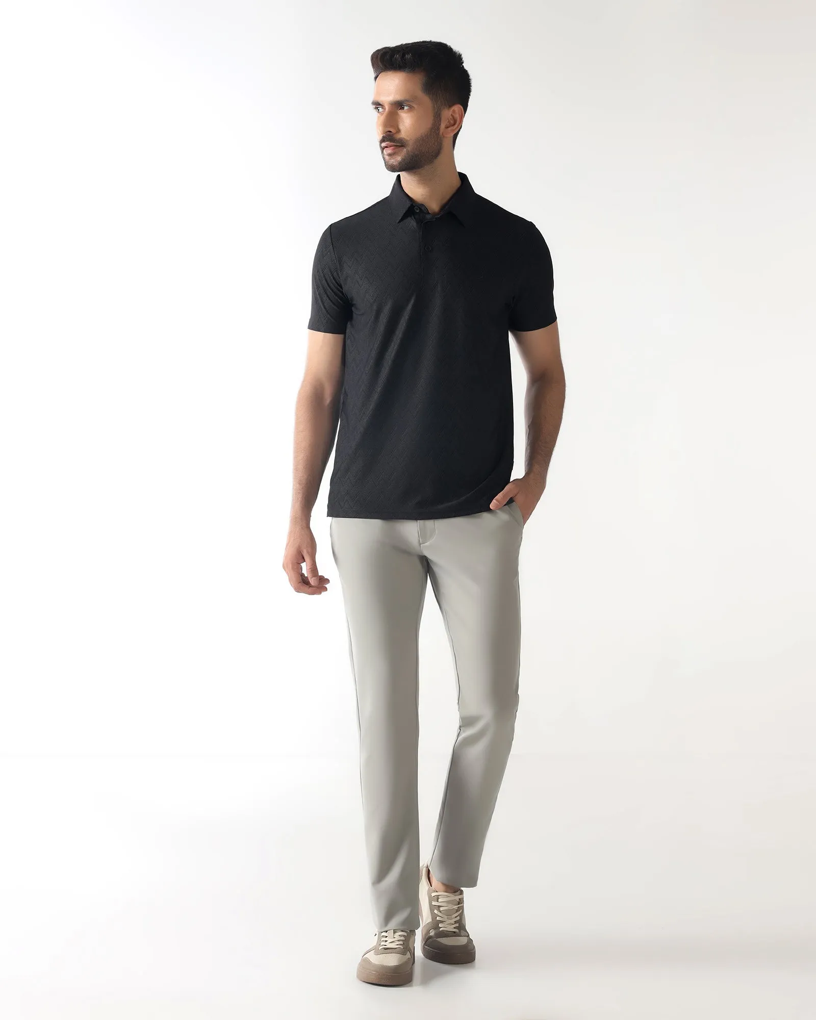 TechPro Polo Black Textured T-Shirt - Molar Everyday Layer Spring Collection