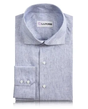 Linen: Lustrous Blue White Chambray Shirt UV Protection Cozy Knit