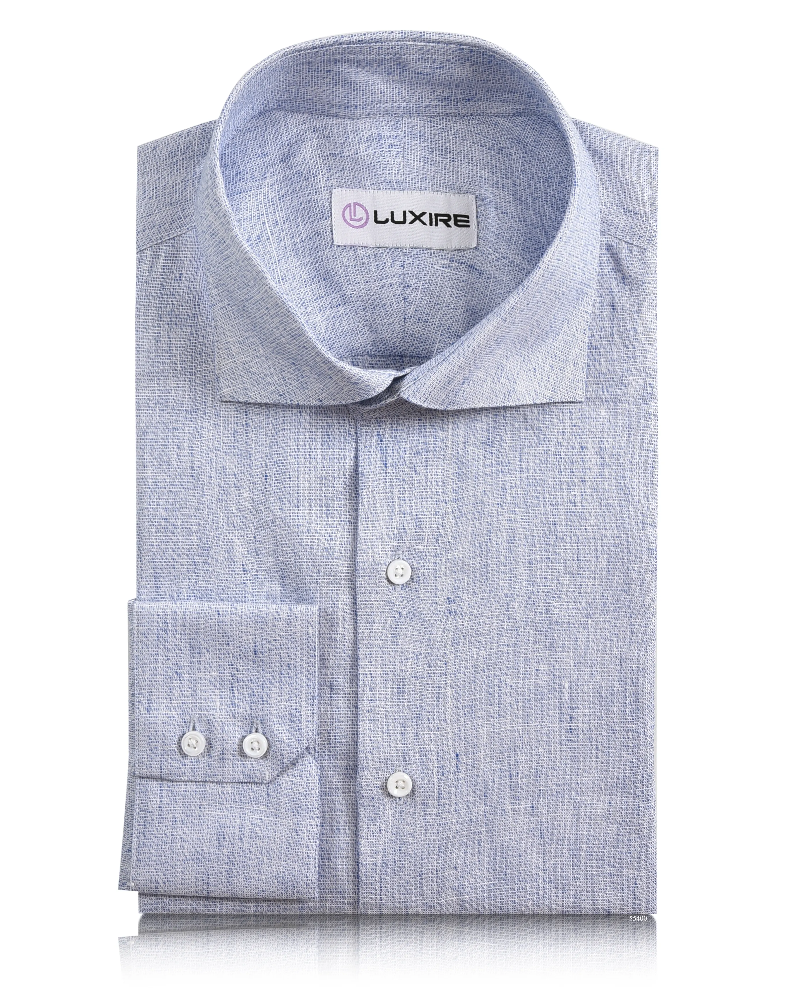 Linen: Lustrous Blue White Chambray Shirt UV Protection Cozy Knit