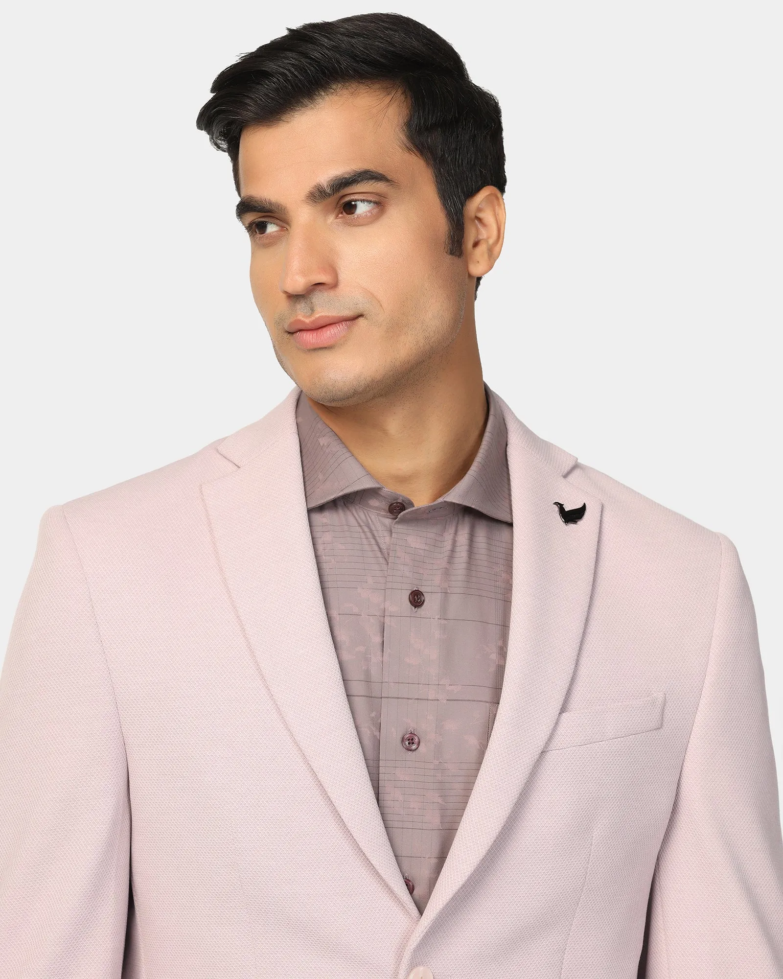 Formal Pink Textured Blazer - Revlon High Collar Windguard