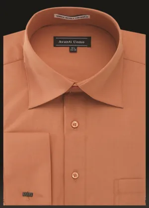 High Density Weave Year-Round Wear Avanti Uomo French Cuff Dress Shirt DN32M Burnt Orange