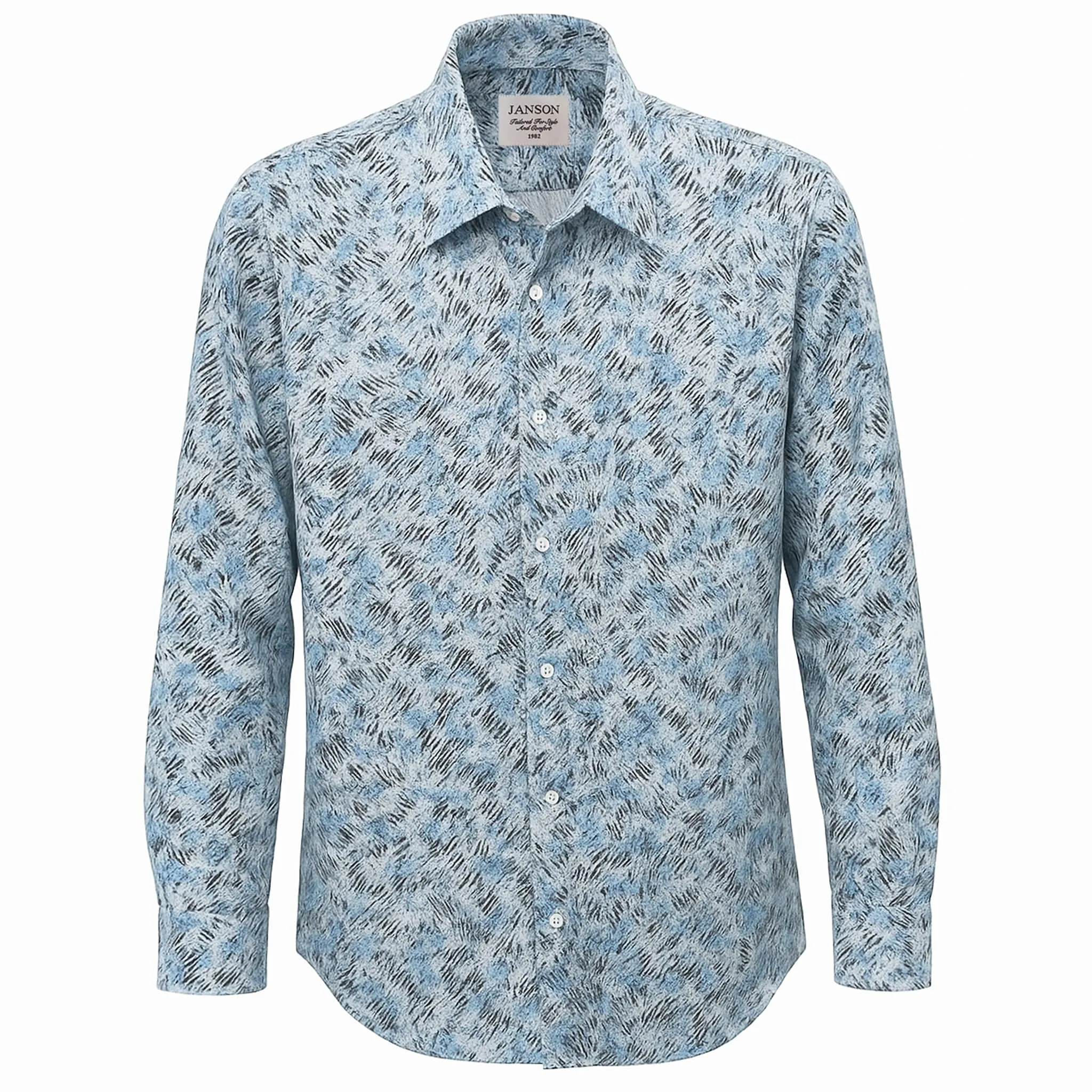 Non Restrictive Armhole Double Stitched Hems Janson Sport Shirt-100% Cotton Satin Finish, European Made