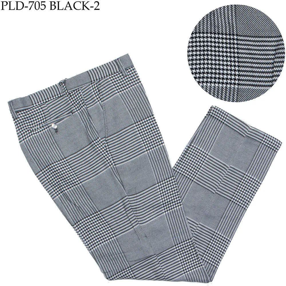 Plaid Black White Flat Front Pants - SYM No Sagging