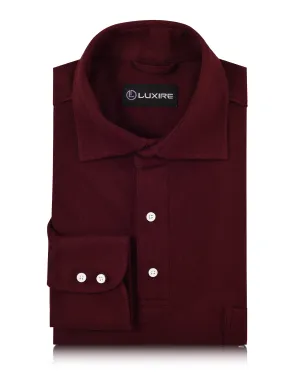 Deep Maroon Polo T-shirt DoubleLayered Hem Binding