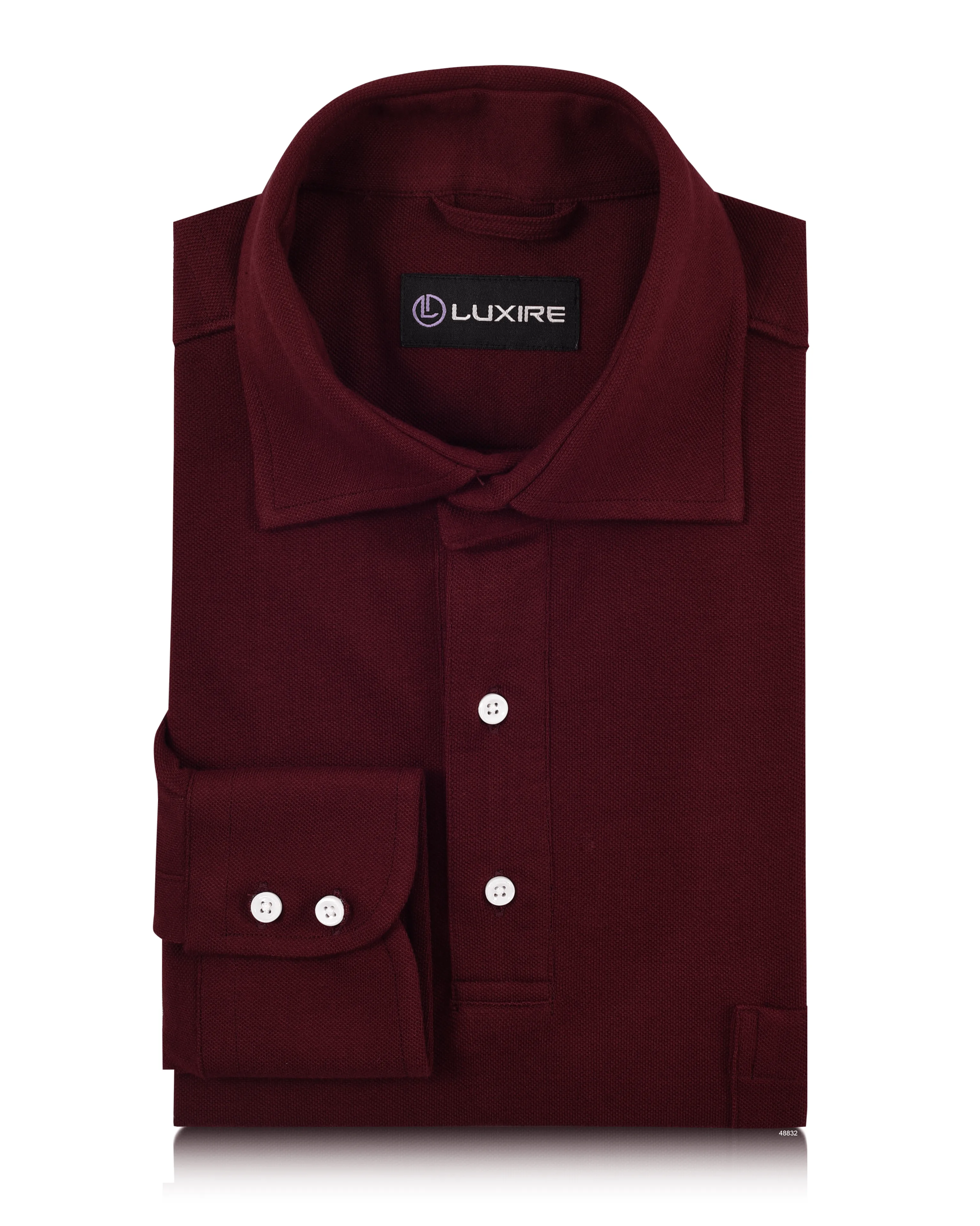 Deep Maroon Polo T-shirt DoubleLayered Hem Binding