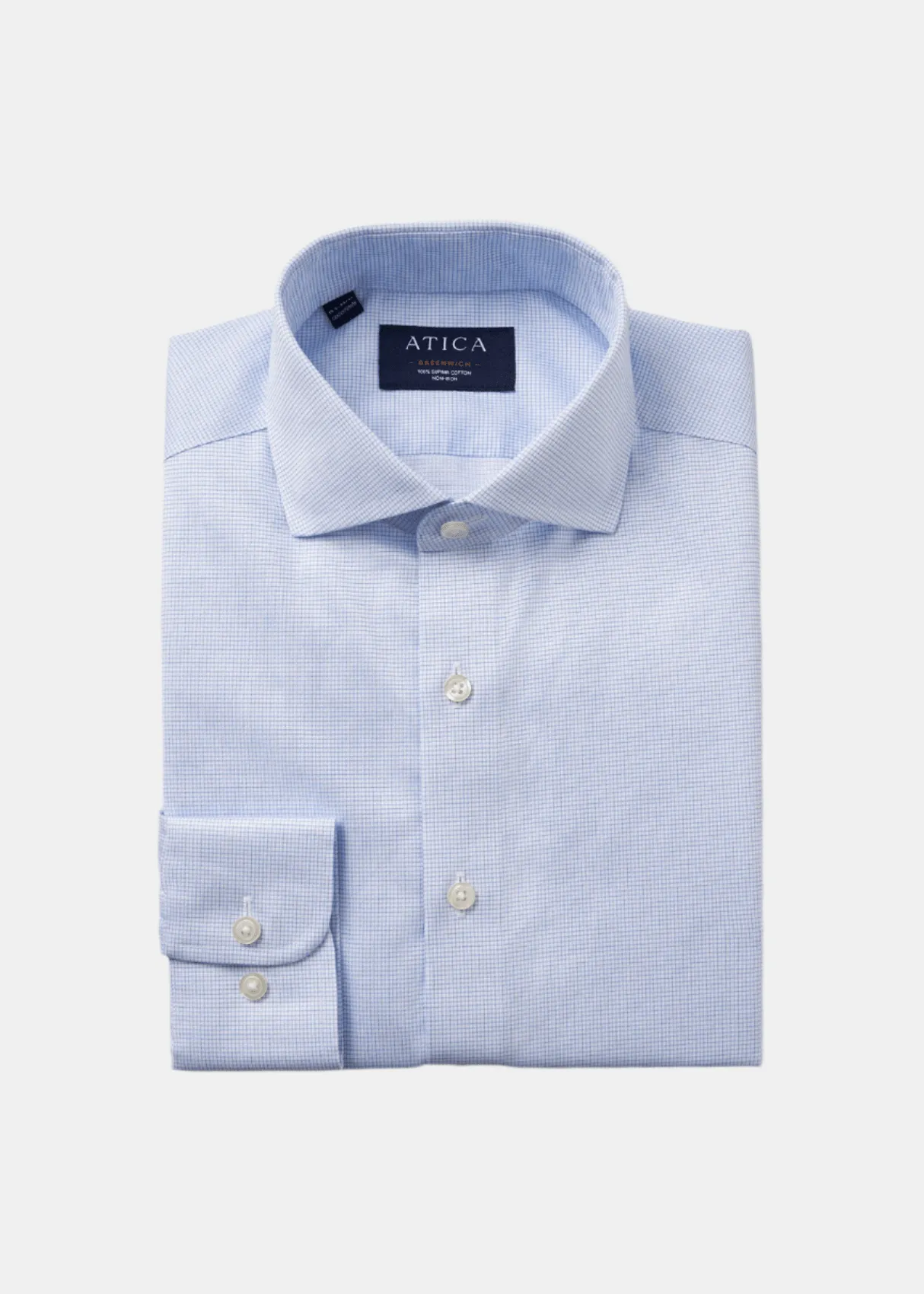 Formal Elegance EasyCare Fabric Greenwich Light Blue Grid Shirt