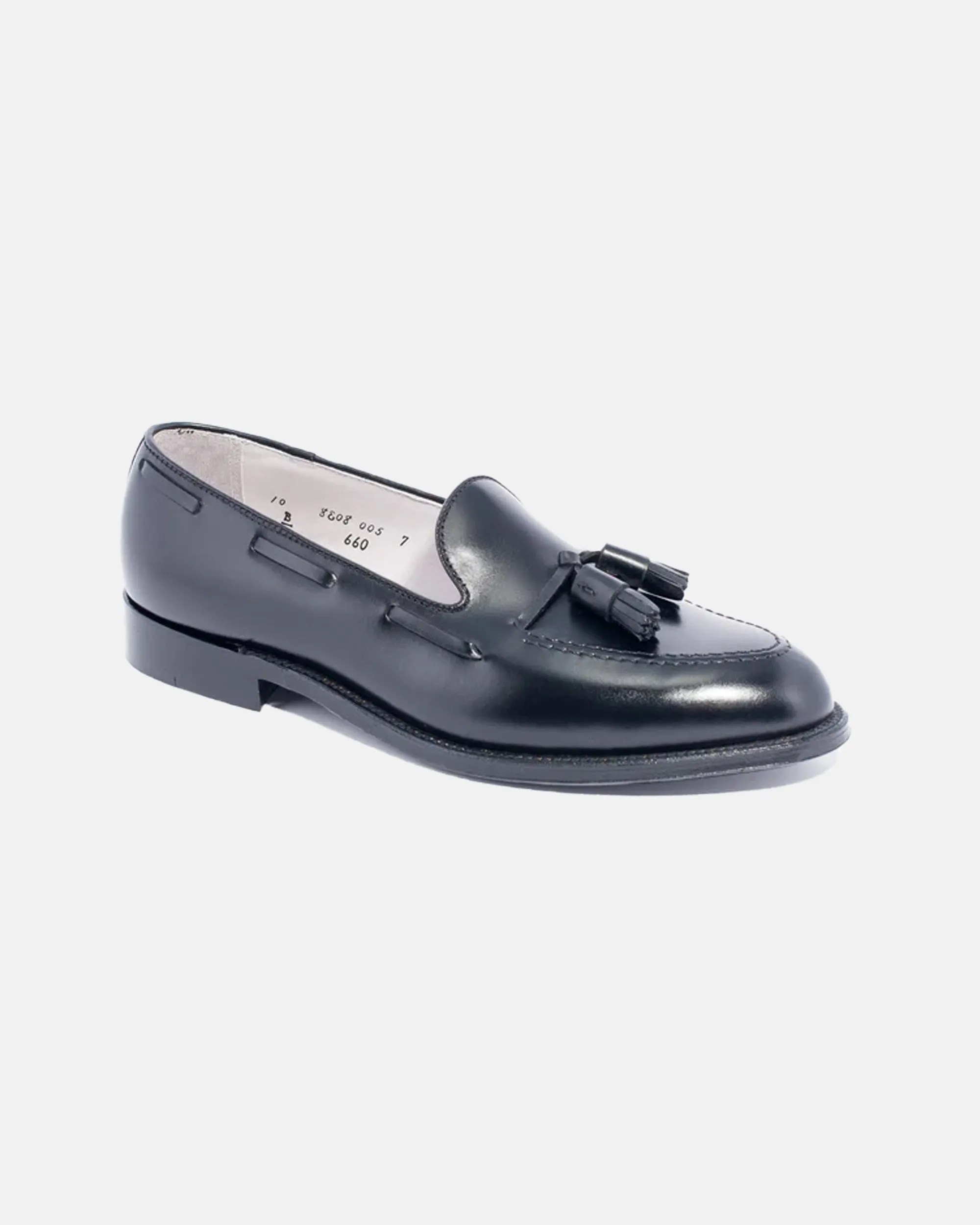 Made-in-America Black Calfskin Tassel Loafer Gloss Finish Urban Sleek