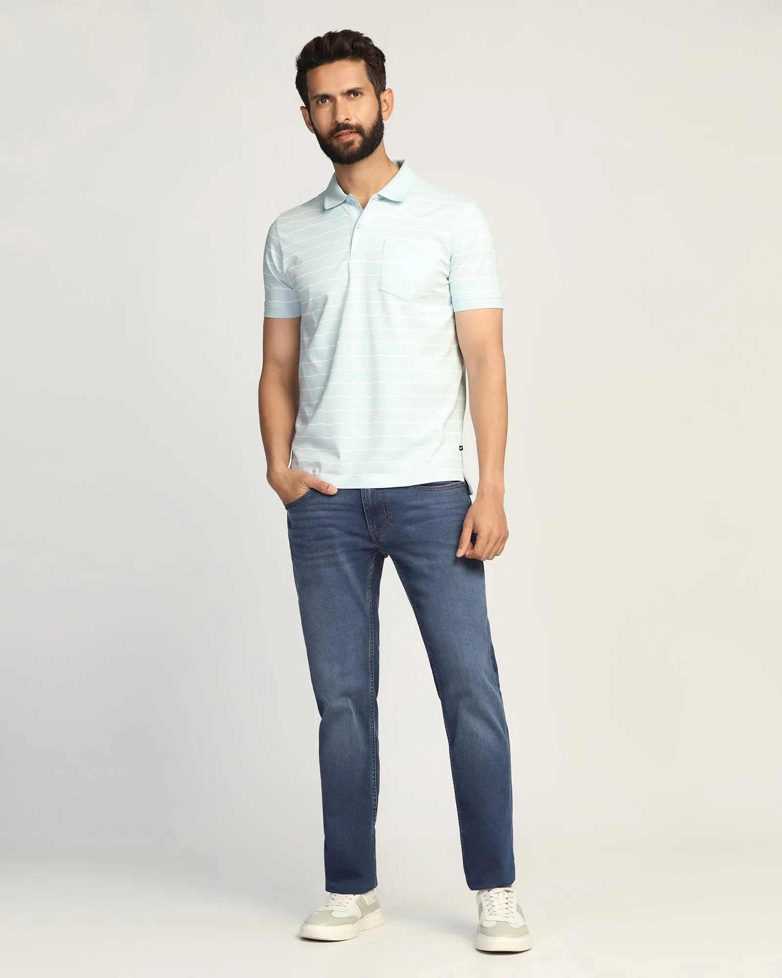 Anywhere Fit Traveler Gear Morning Stroll Superflex Slim Comfort Buff Fit Indigo Jeans - Mosi