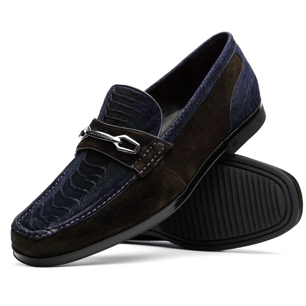 Dark Tone Hugo Ostrich Navy / Brown