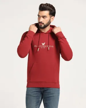 Hoodie Red Solid Sweatshirt - Feb Aura Core