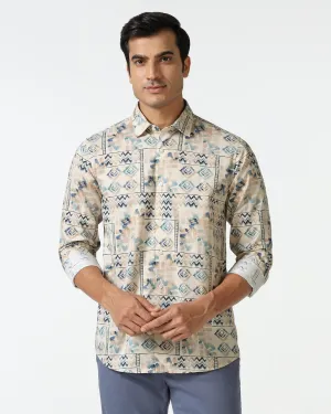 All-Ages Fit Beige Printed Shirt - Ryne