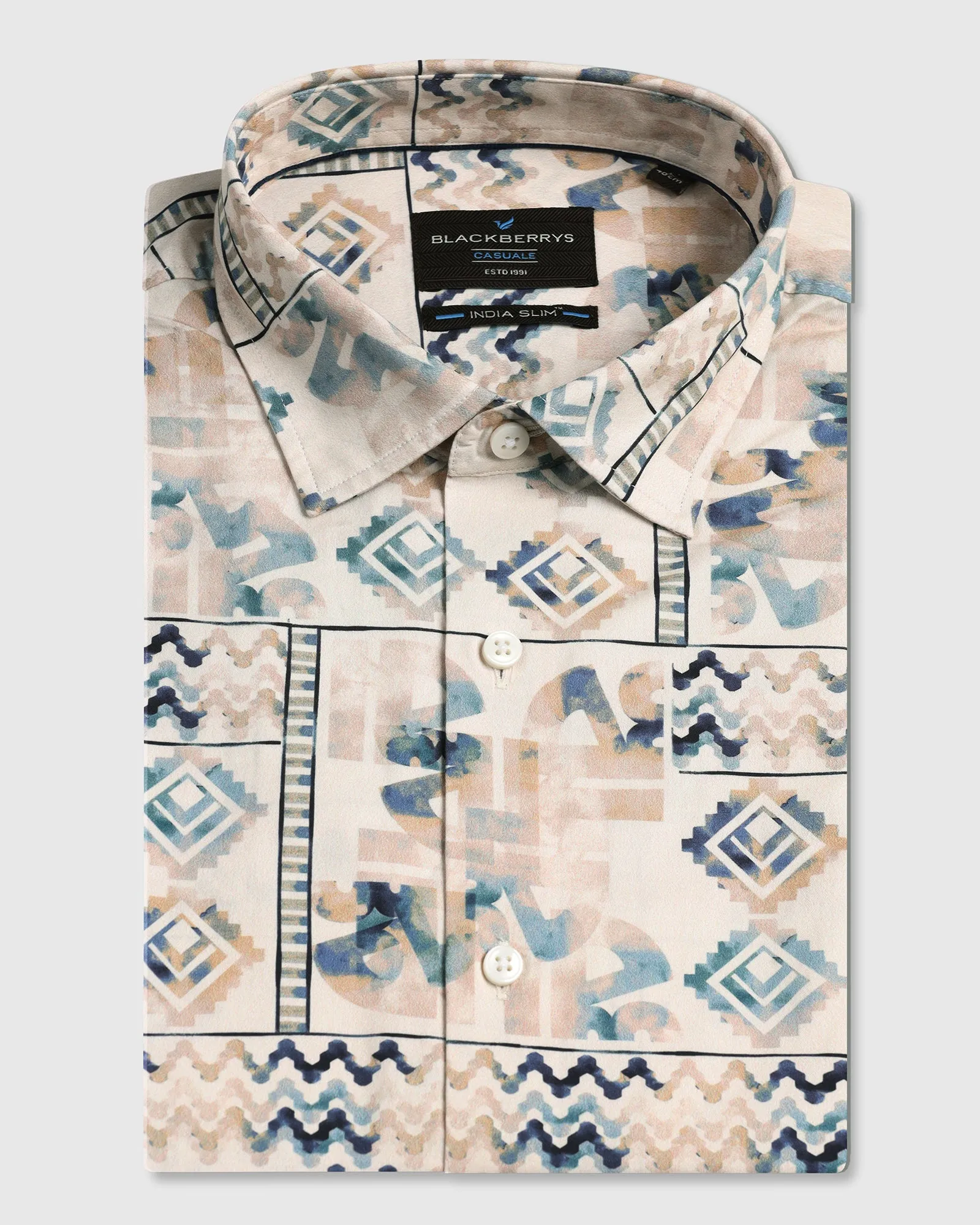 Casual Comfort Refined Aesthetic Beige Printed Shirt - Ryne