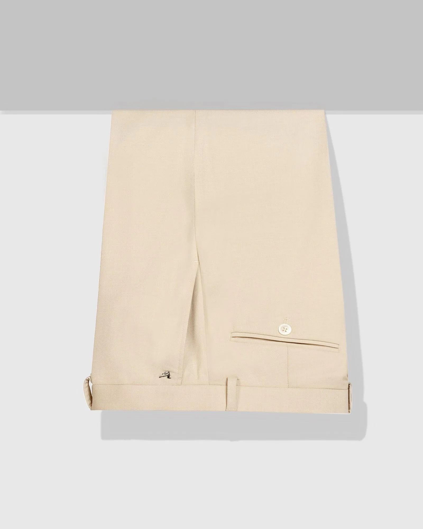 Reinforced Knees Slim Comfort B-95 Formal Beige Solid Trouser - Himalayan