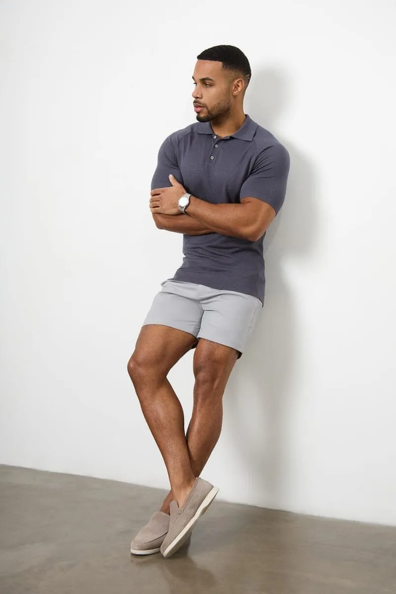Athletic Fit Chino Shorts 5" in Pale Grey Quick Access Zip Pockets