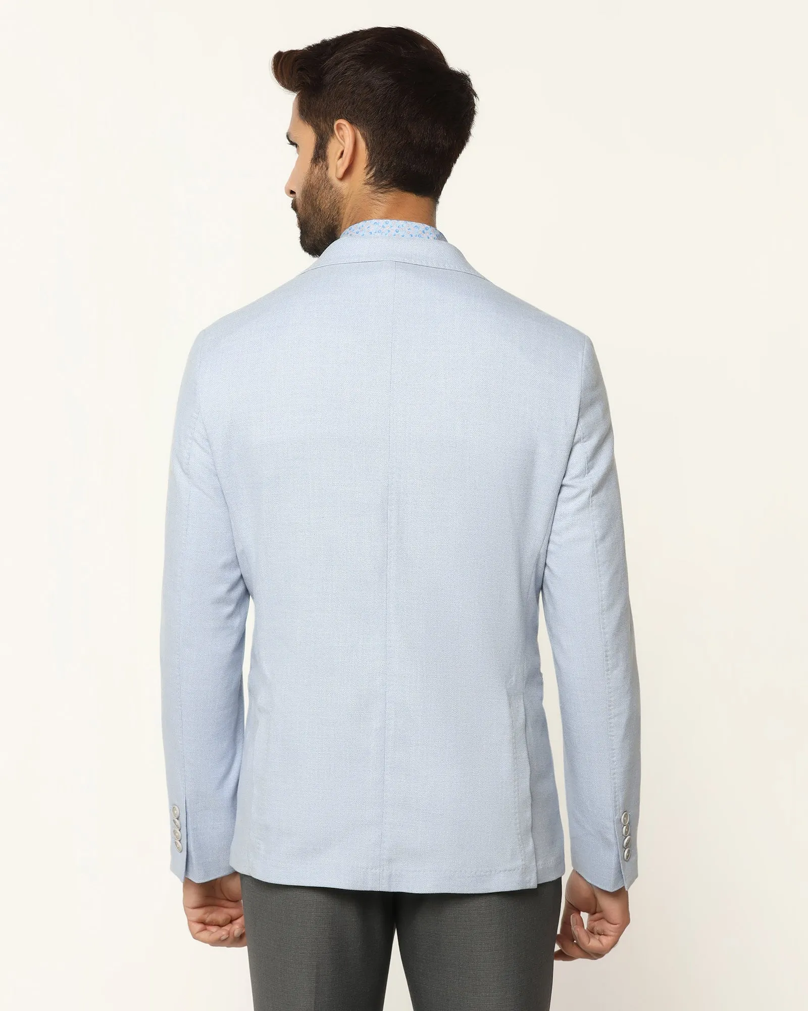 SeamSealed Edges Formal Light Blue Textured Blazer - Blanc