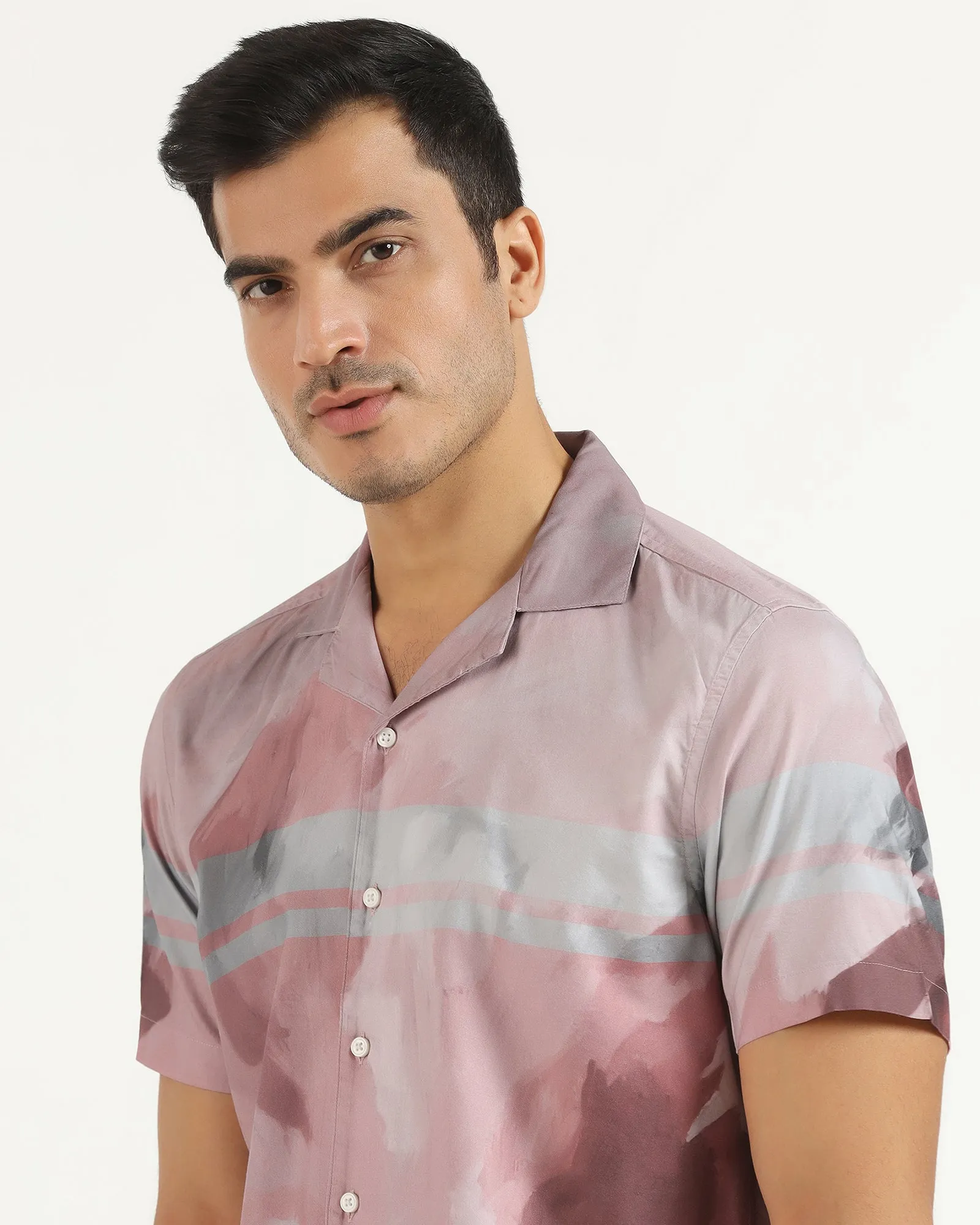 Designer Touch Moisture Management Tech Linen Casual Half Sleeve Red Printed Shirt - avery