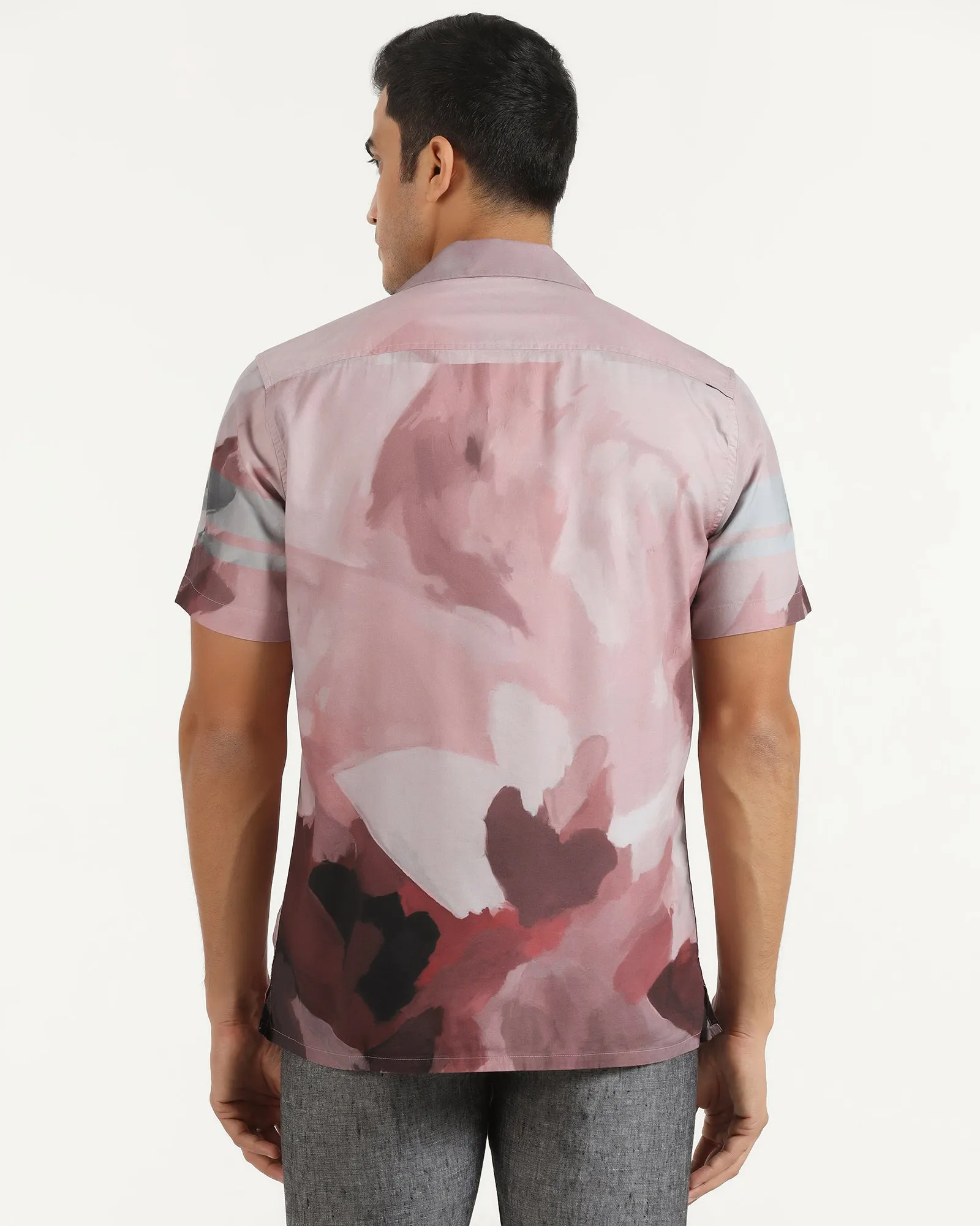 Effortless Comfort Affordable Fashion Linen Casual Half Sleeve Red Printed Shirt - avery