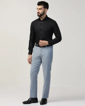 All-Day Wear Straight B-90 Formal Light Blue Melange Solid Trouser - Eldorado