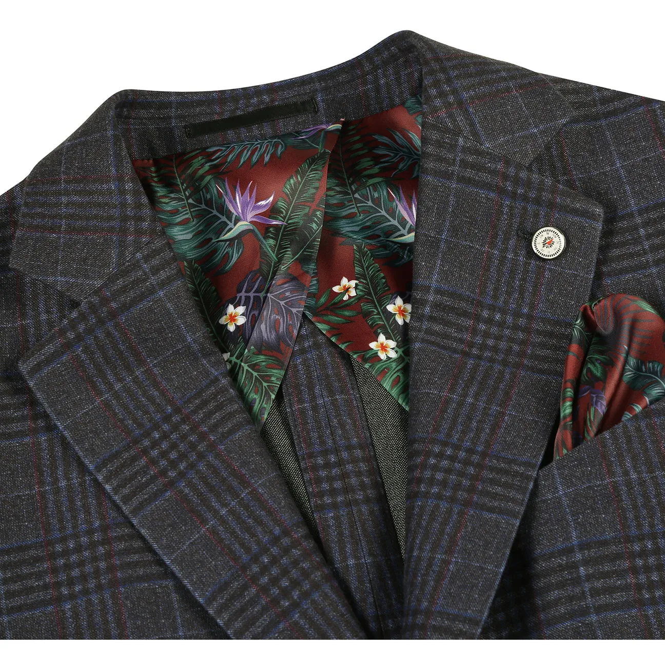 Pellagio Men's Half Canvas Blazer Blue Black PF24-12 Mild Day Outfit Tailored Silhouette