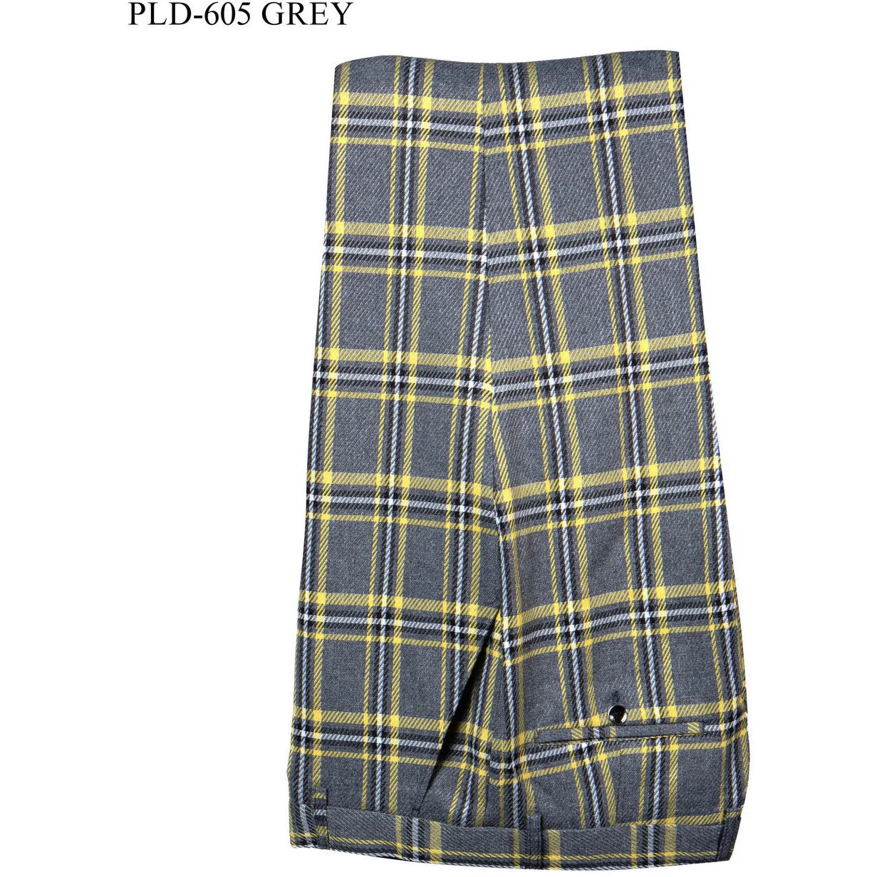 Plaid Grey Flat Front Pants - SYM Chill Mode All Season