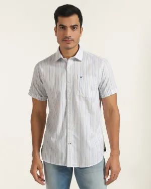 Seasonal Trend Casual Half Sleeve Blue Stripe Shirt - Masami