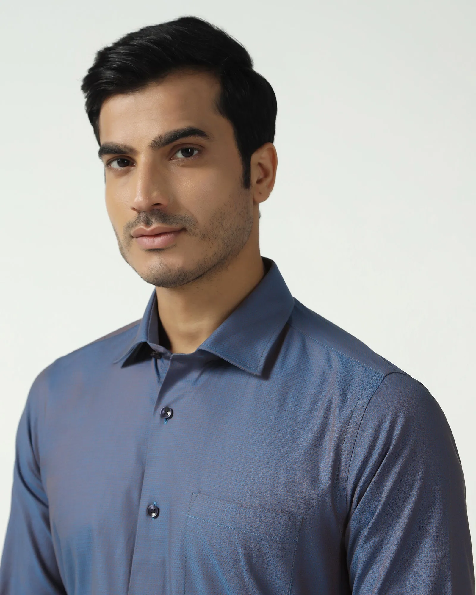 High Density Weave Cobalt Textured Shirt - Zander