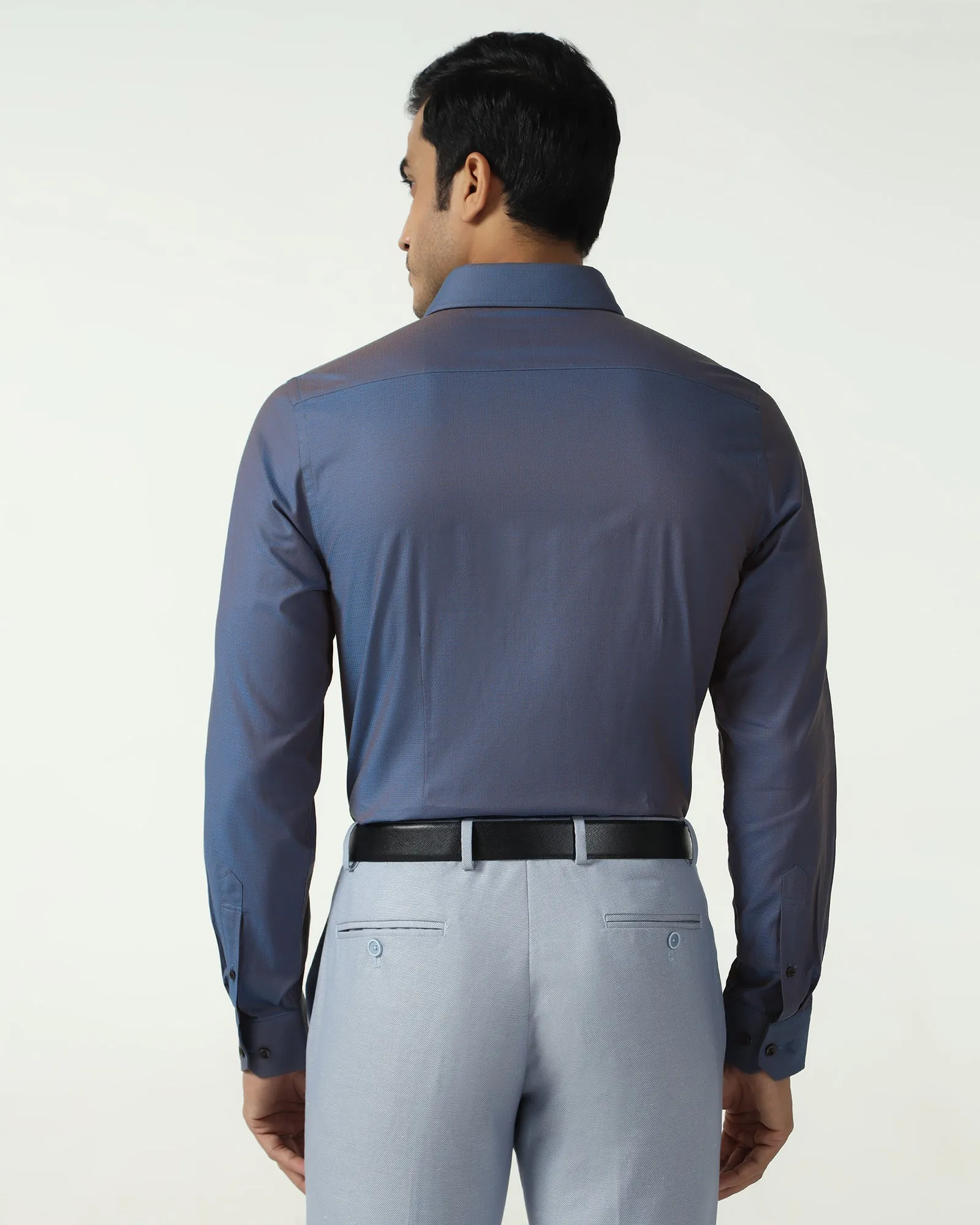Minimalist Aesthetic Cobalt Textured Shirt - Zander