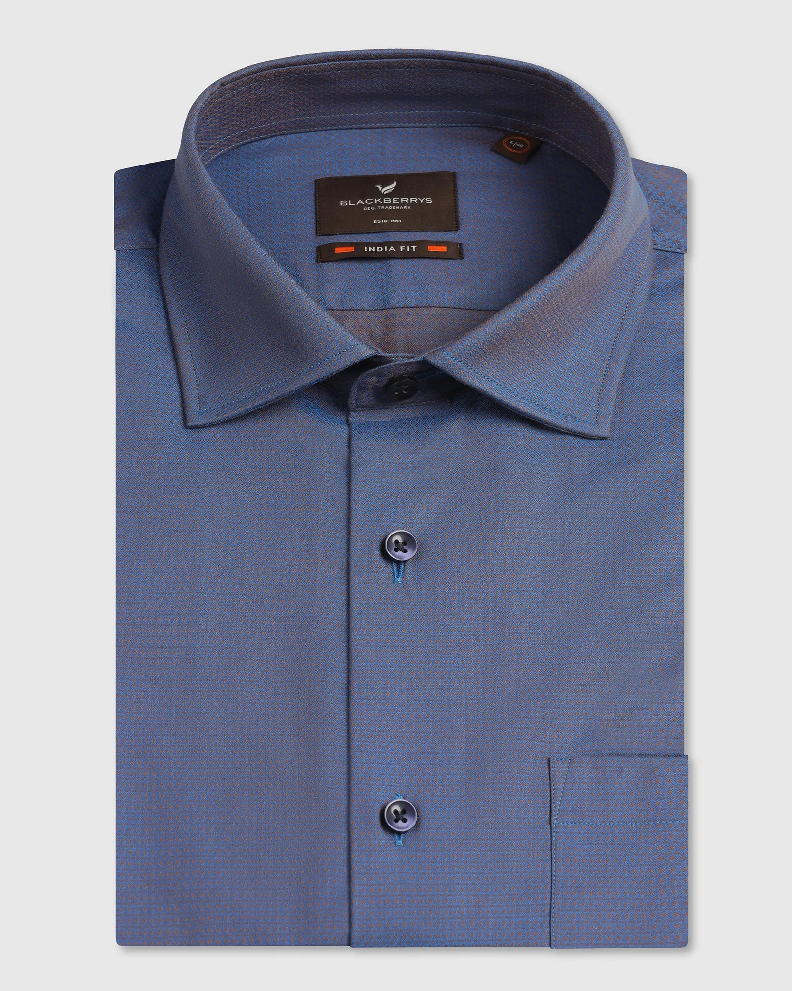 Seamless Side Panels Cobalt Textured Shirt - Zander