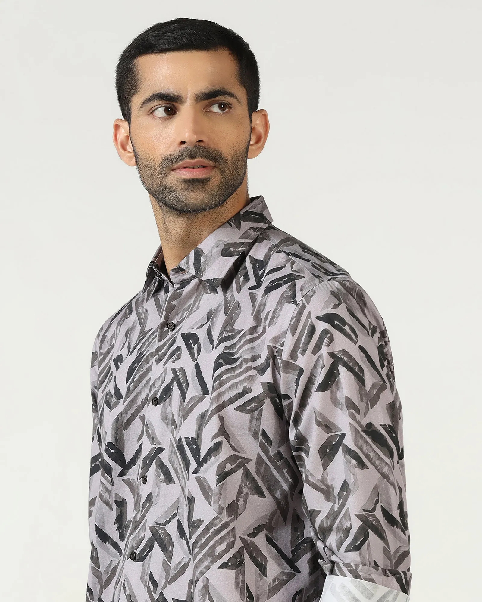 Fashion staples Casual Comfort Grey Printed Shirt - Volmer