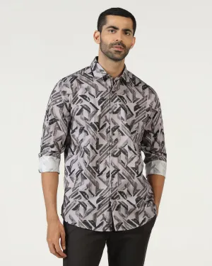 Classic Look high-low hem Grey Printed Shirt - Volmer