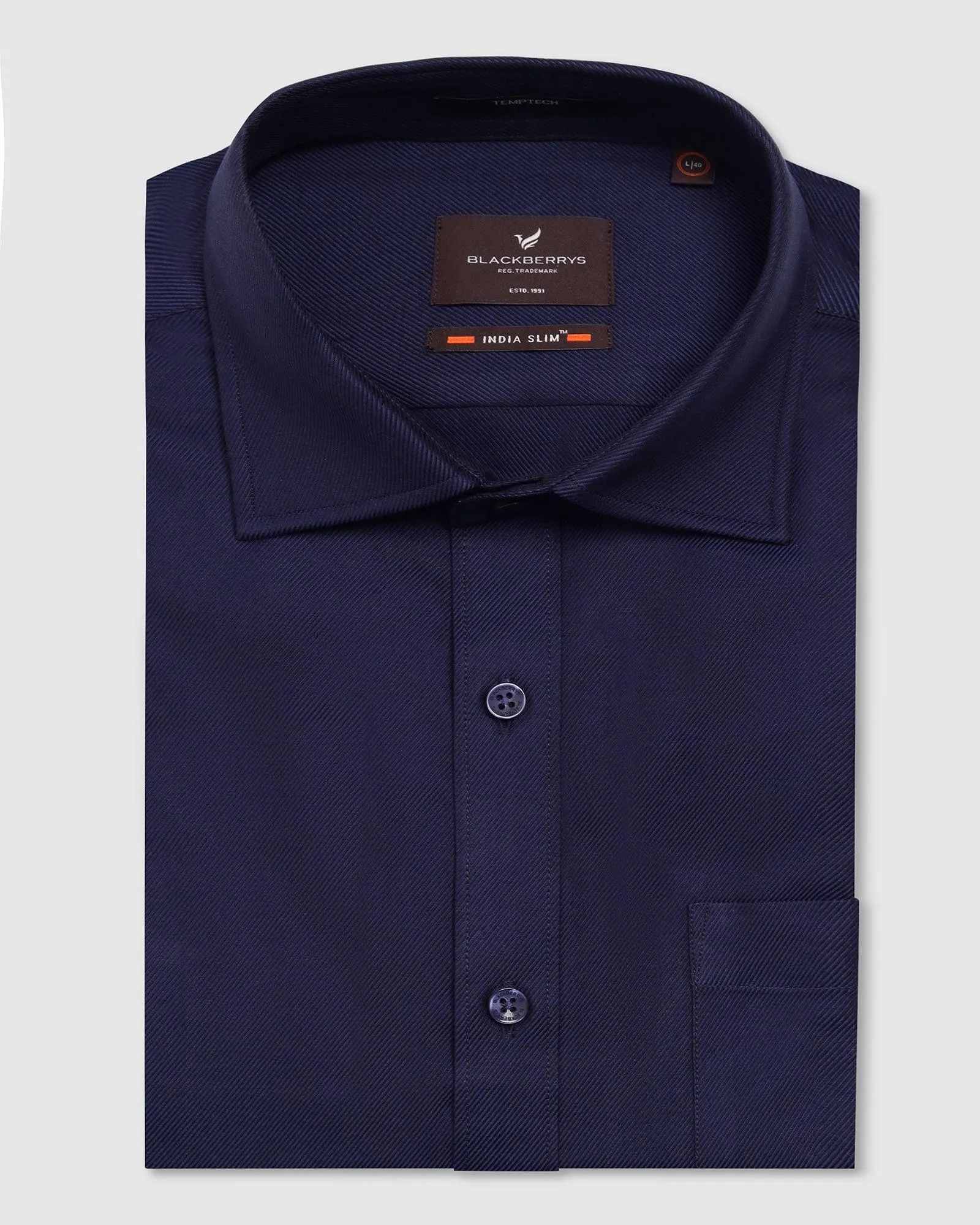 Temp Tech Formal Navy Solid Shirt - Antony Tuckable Hem