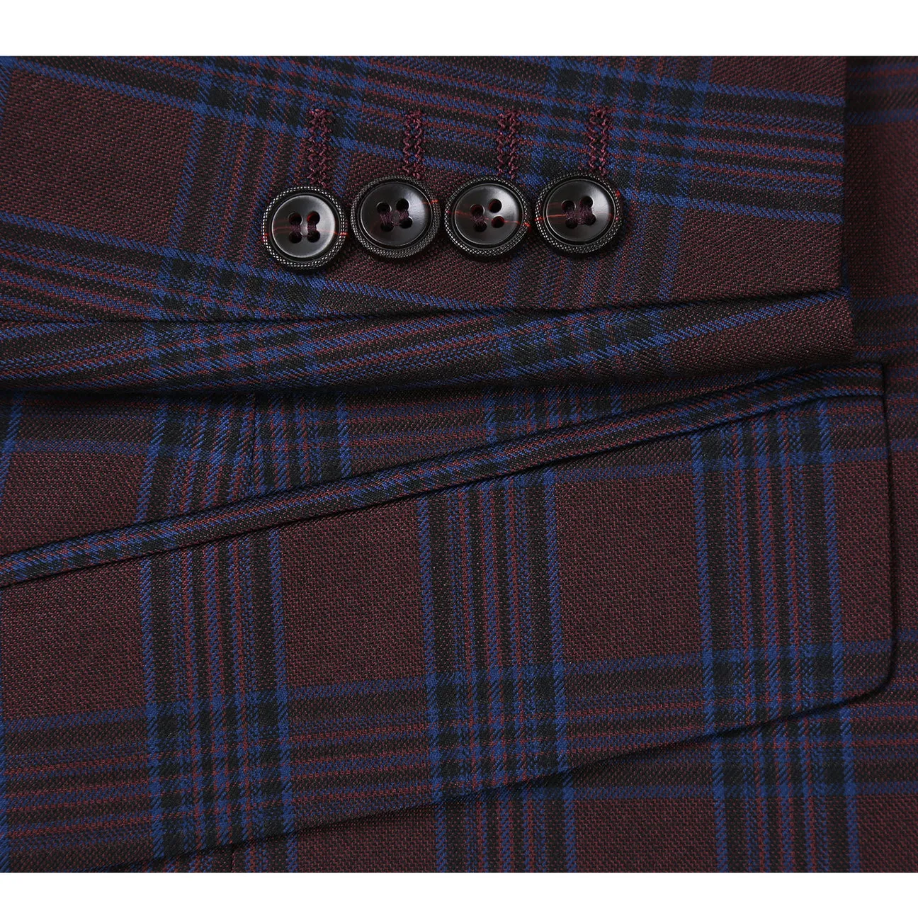 Convertible Collar Style Alessandro Vitello by Renoir New Slim Fit Burgundy Blazer 294-24