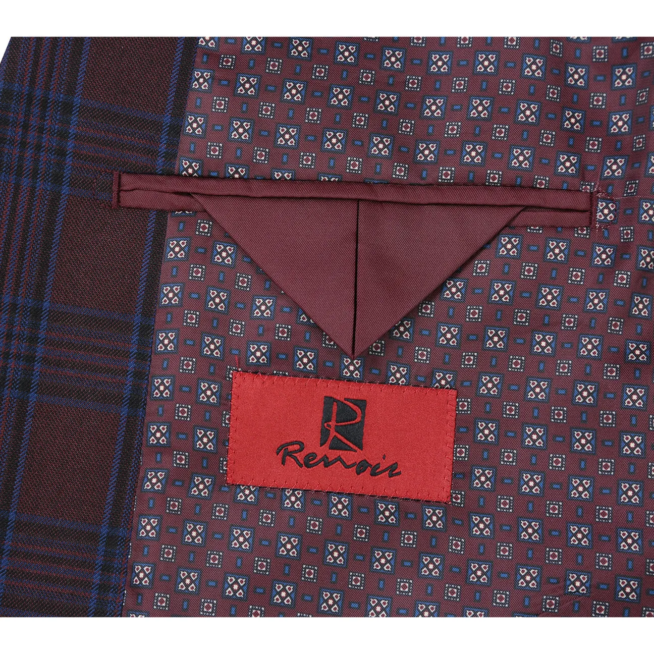 Eco Nice Logo Free Style Alessandro Vitello by Renoir New Slim Fit Burgundy Blazer 294-24