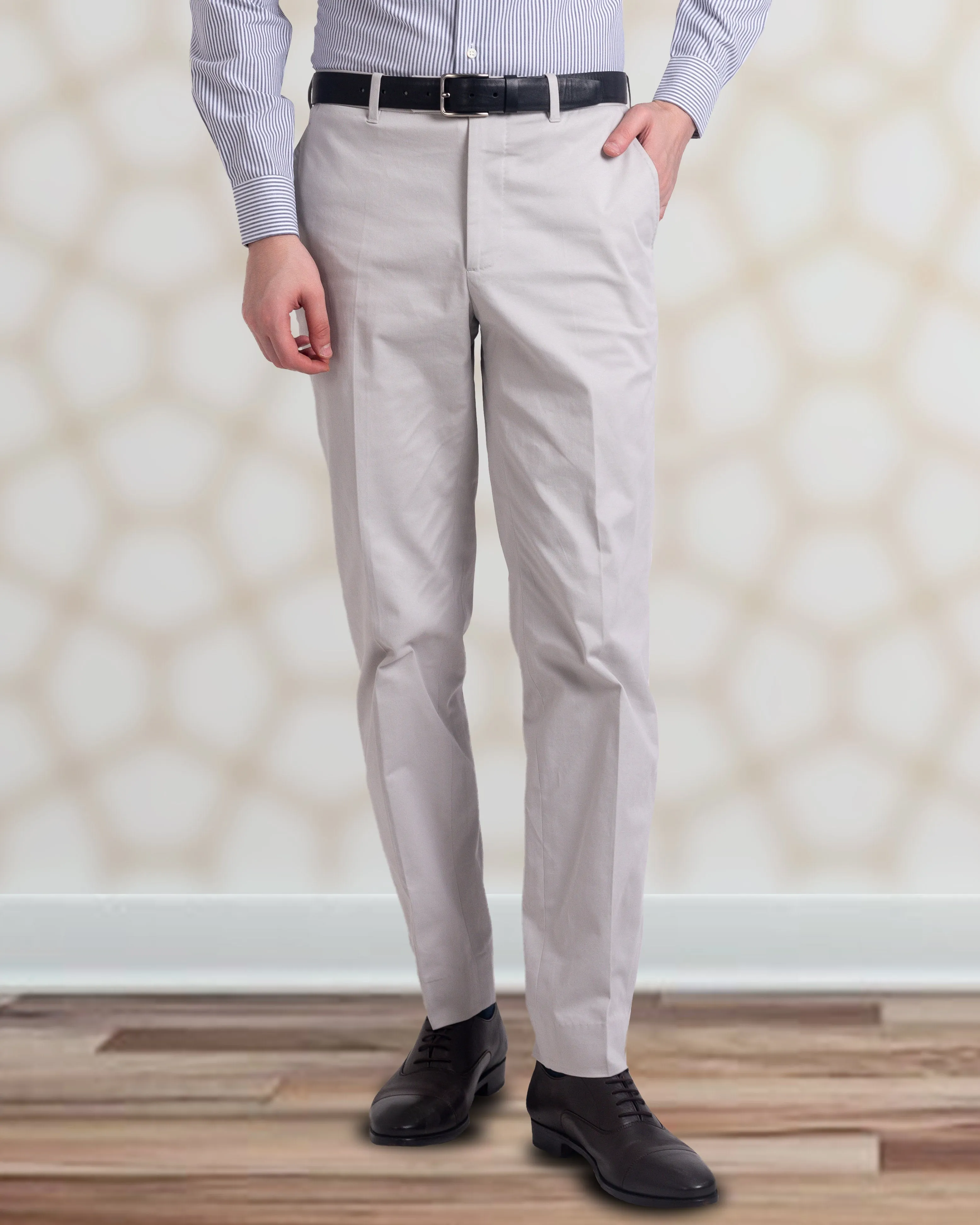 Flexible Material Quick Wear Oyster Grey Twill Dress Pant