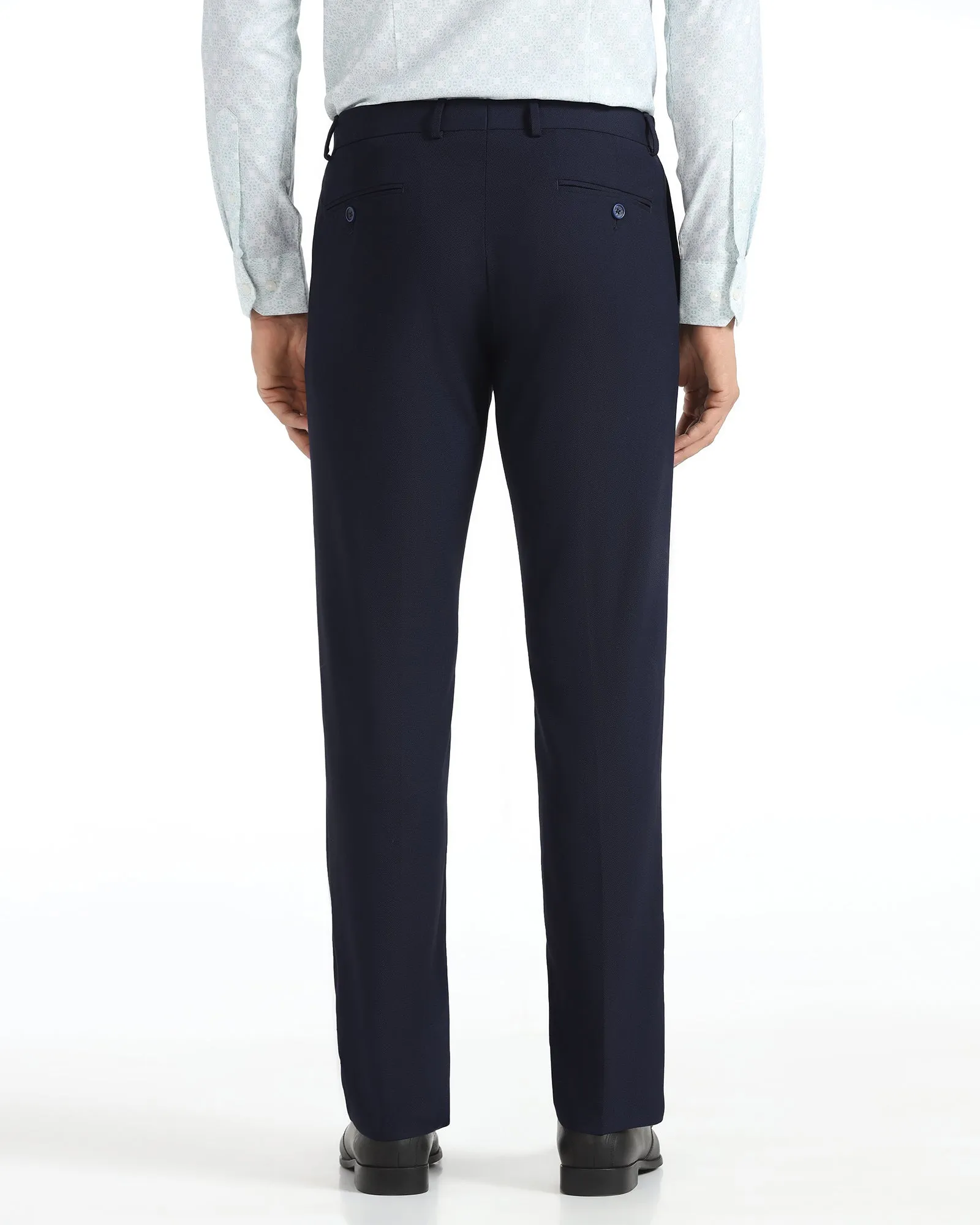Utility Style Weekend Wear Slim Comfort B-95 Formal Navy Textured Trouser - Campbell