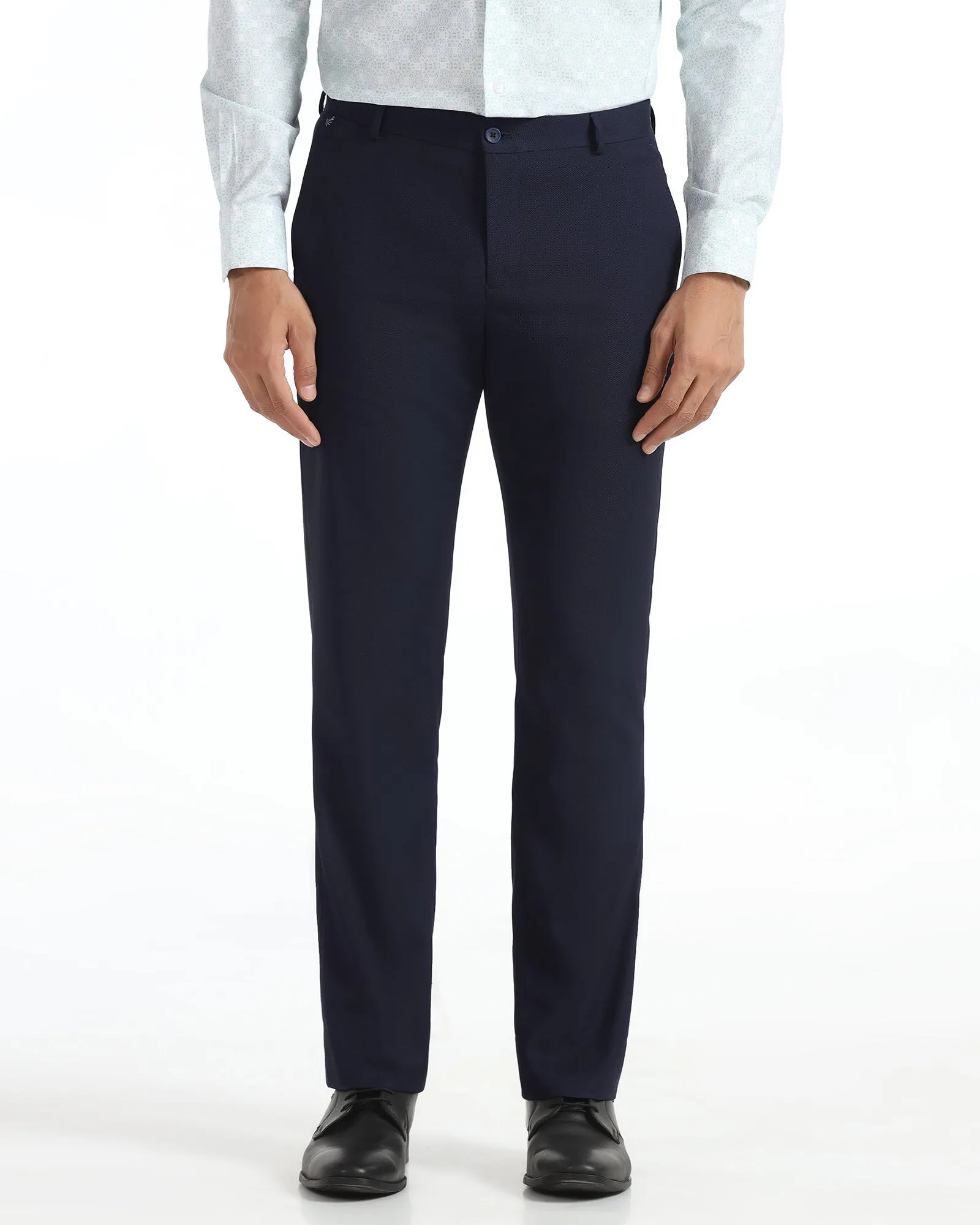 Slim Comfort B-95 Formal Navy Textured Trouser - Campbell Form Fitting