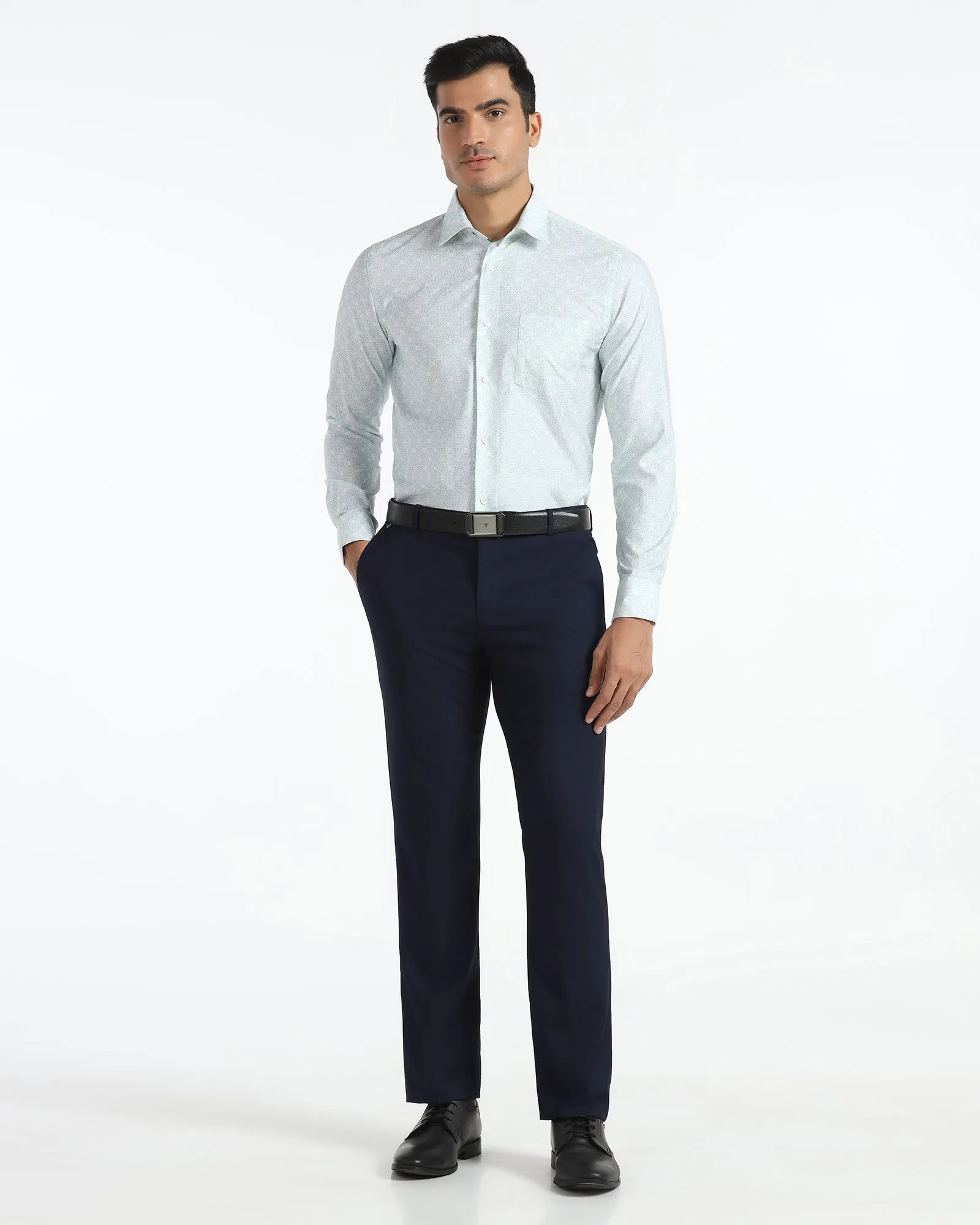 Slim Comfort B-95 Formal Navy Textured Trouser - Campbell Denim finish