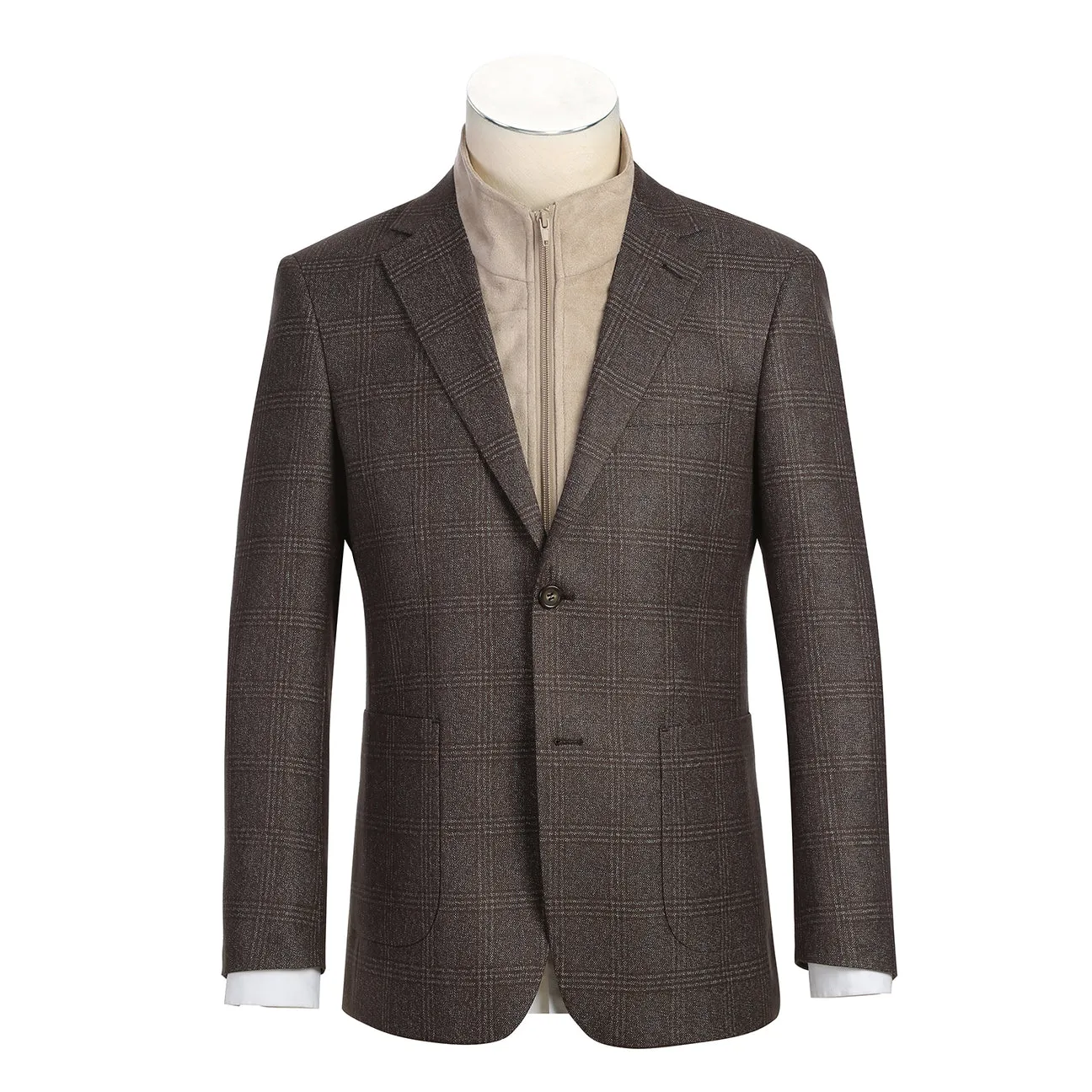 Auxiliary Attachment Points Alessandro Vitello by Renoir New Slim Fit Bib Brown Blazer 294-40
