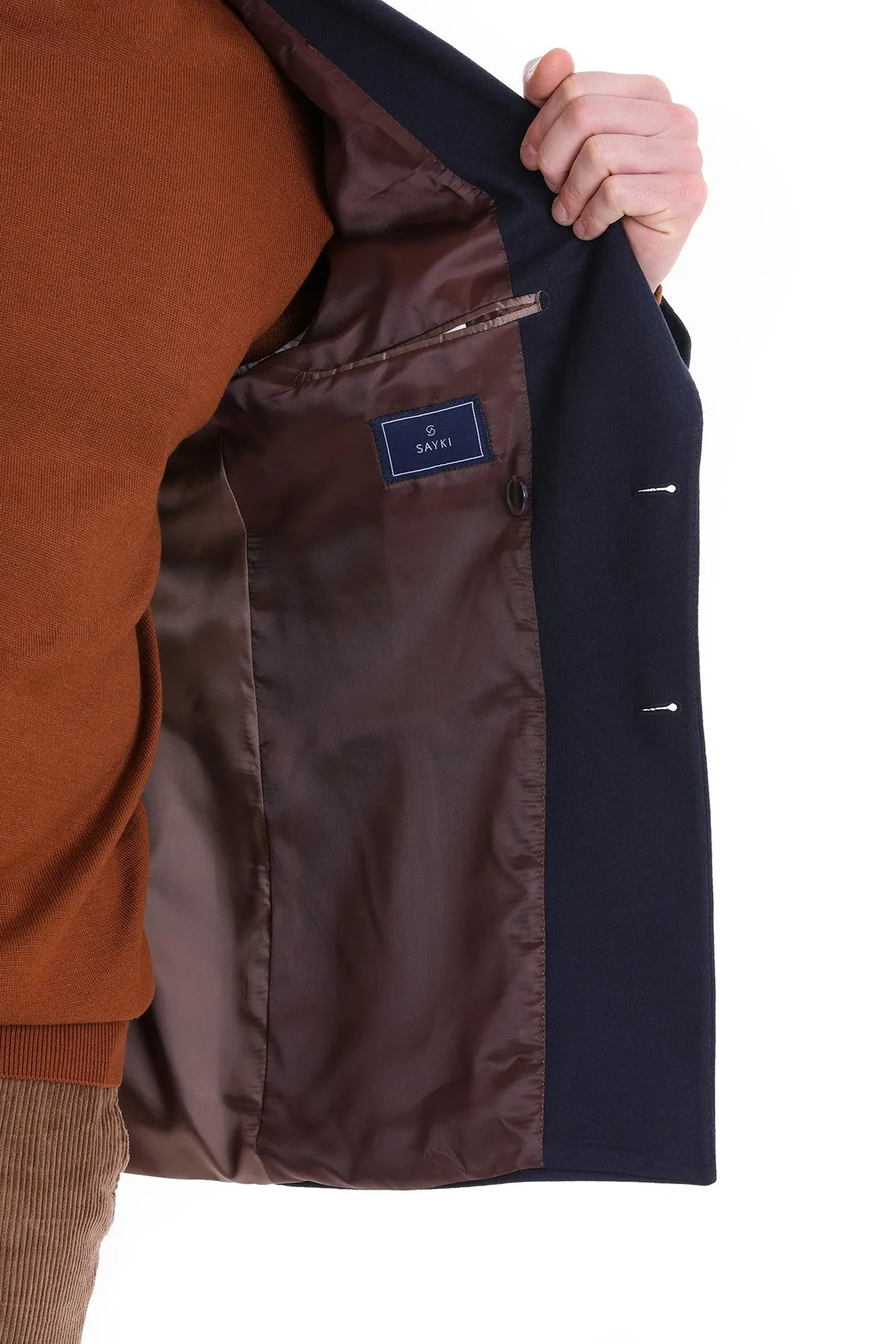 Layered Ventilation Panels Compact Packability Comfort Fit Double Breasted Wool Blend Navy Casual Blazer