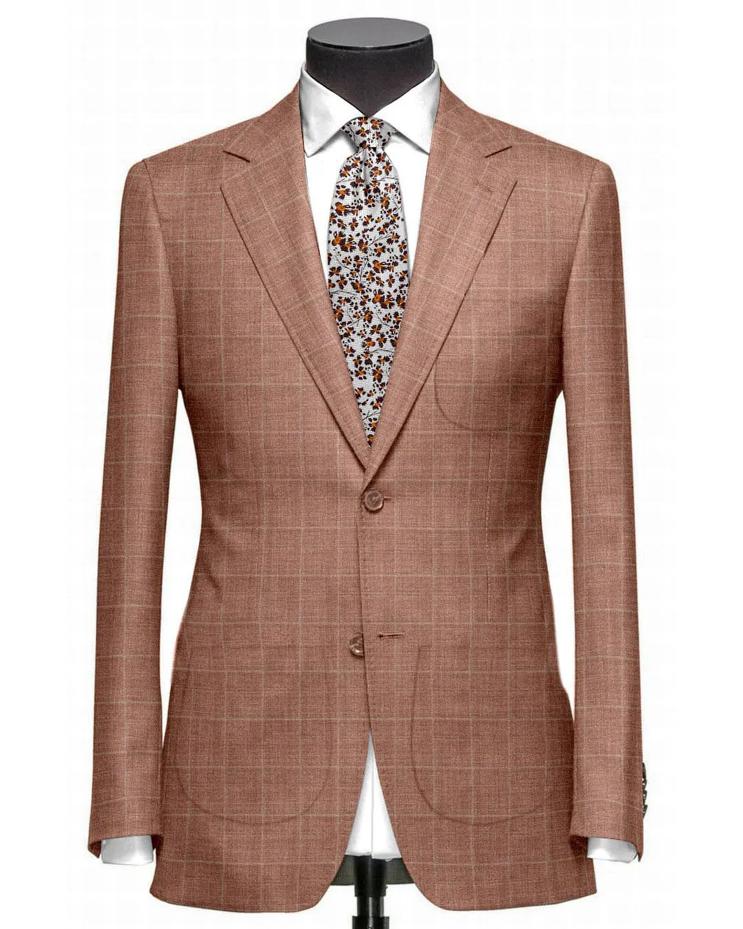 Travel Commuter Layer EThomas Lustrous Ginger Orange Windowpane Plaid Jacket