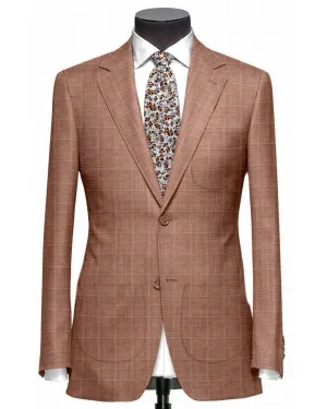 Travel Commuter Layer EThomas Lustrous Ginger Orange Windowpane Plaid Jacket