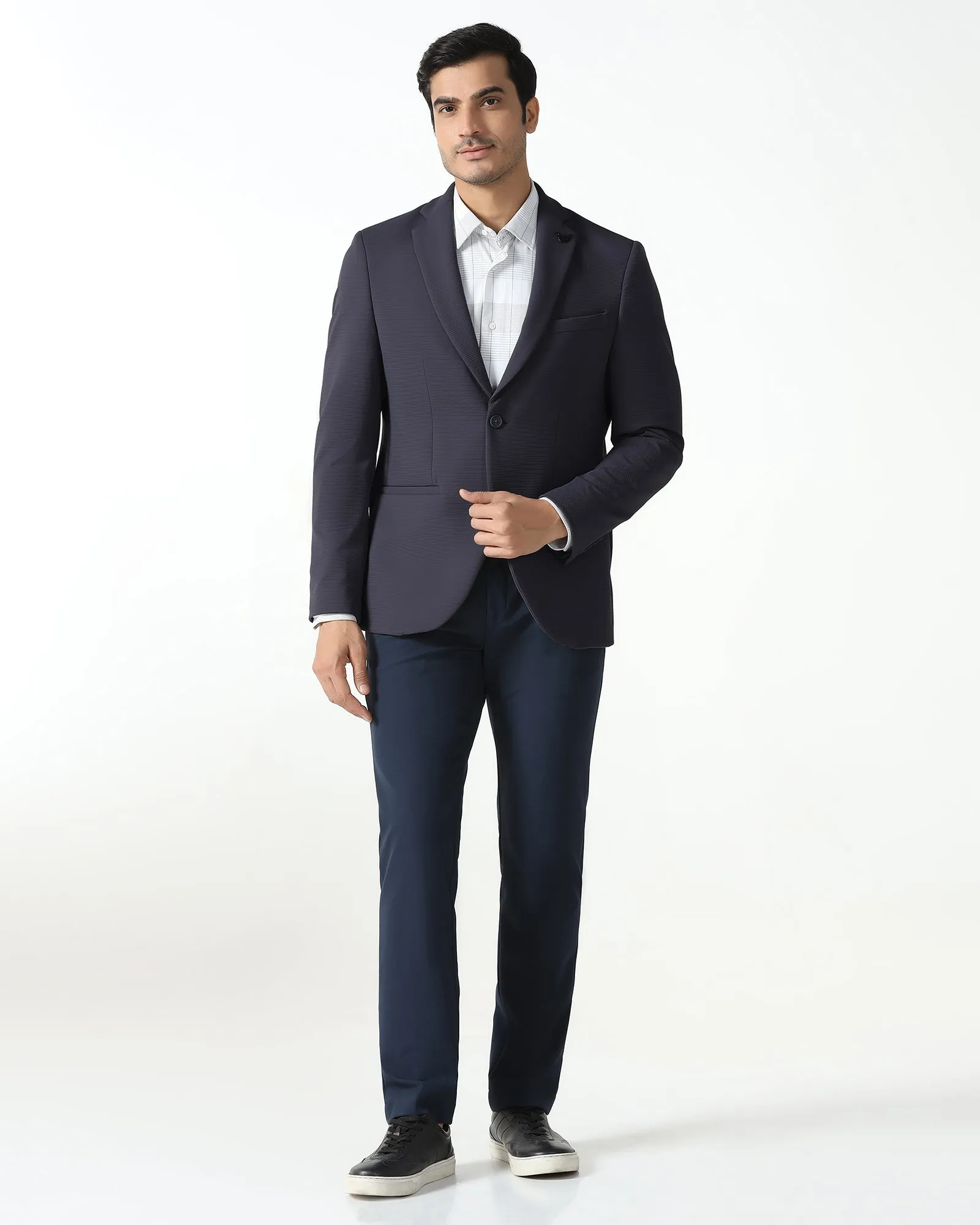 Grey TechPro Stripe Blazer - Fiesta Microfiber Blend Refined Style