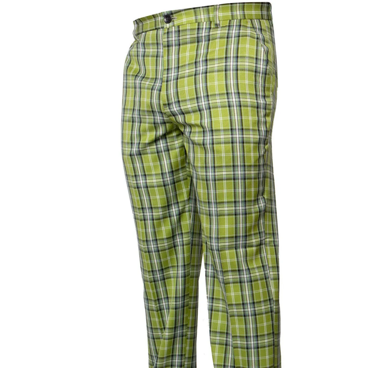 NoBuckleDesign Prestige Lime Green Black White Plaid Pants